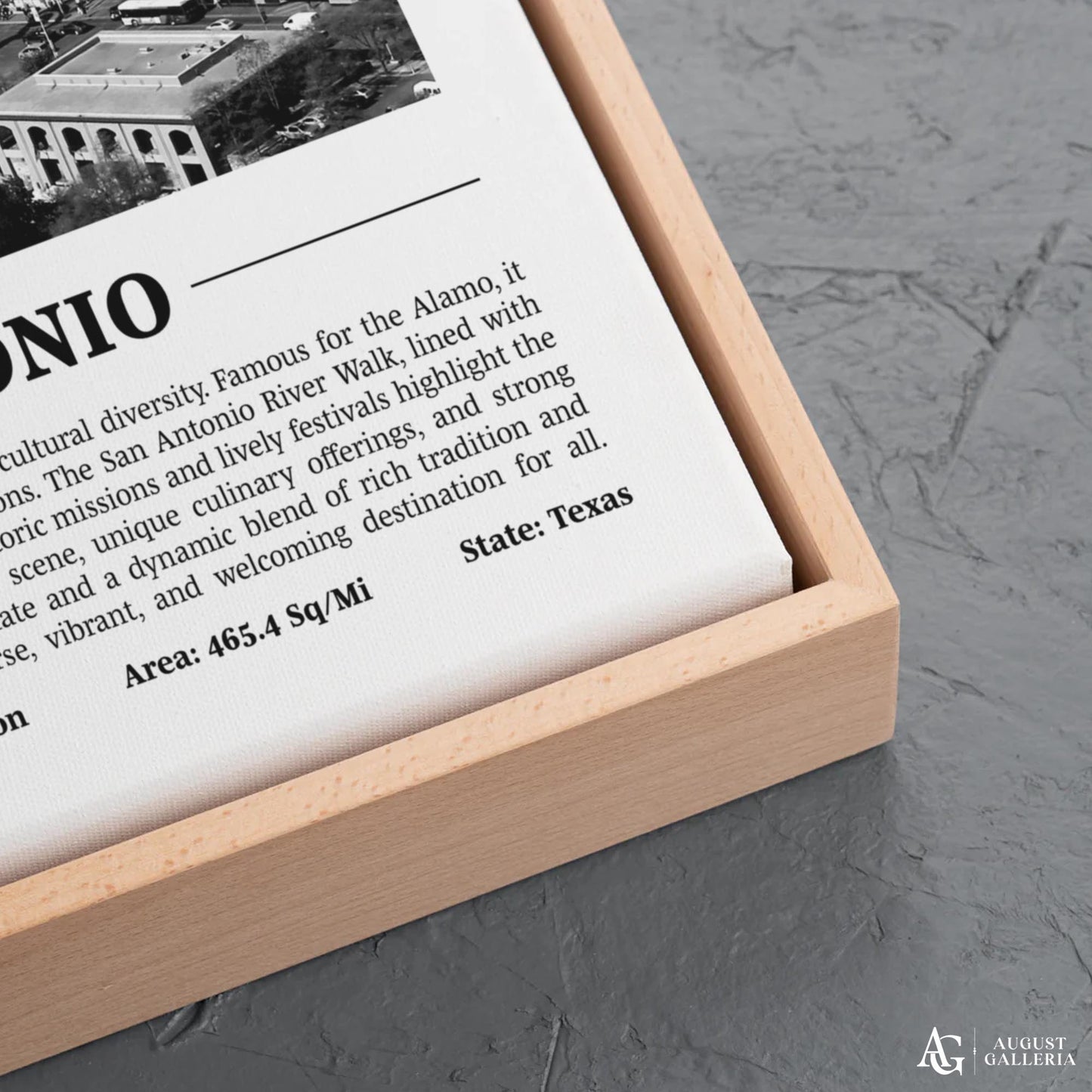 San Antonio Black & White City Print