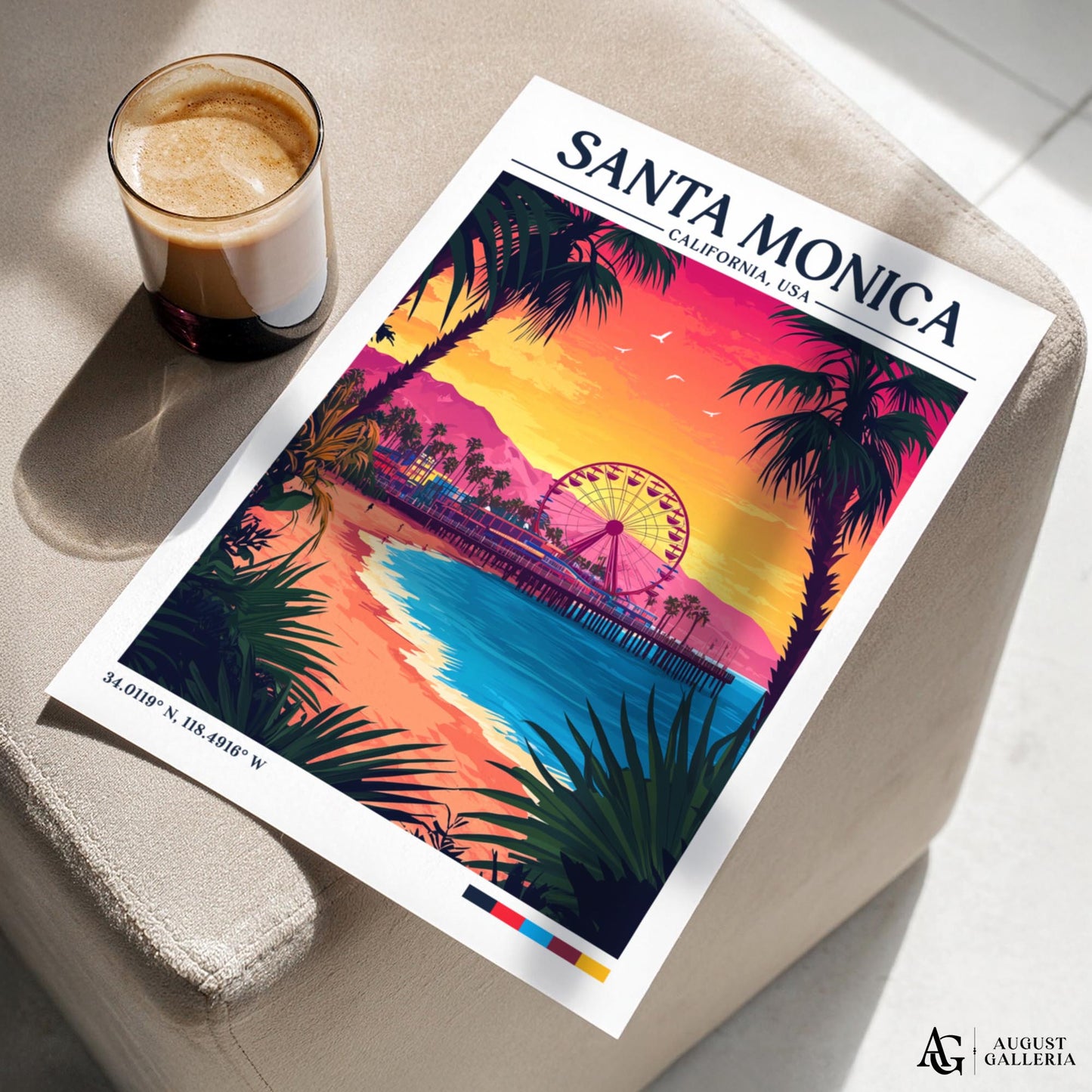 Santa Monica Retro Travel Print