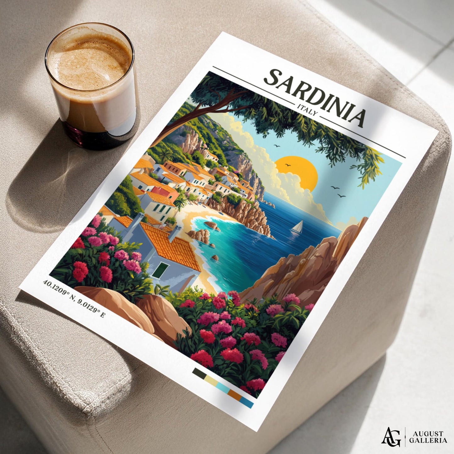 Sardinia Italy Retro Travel Print