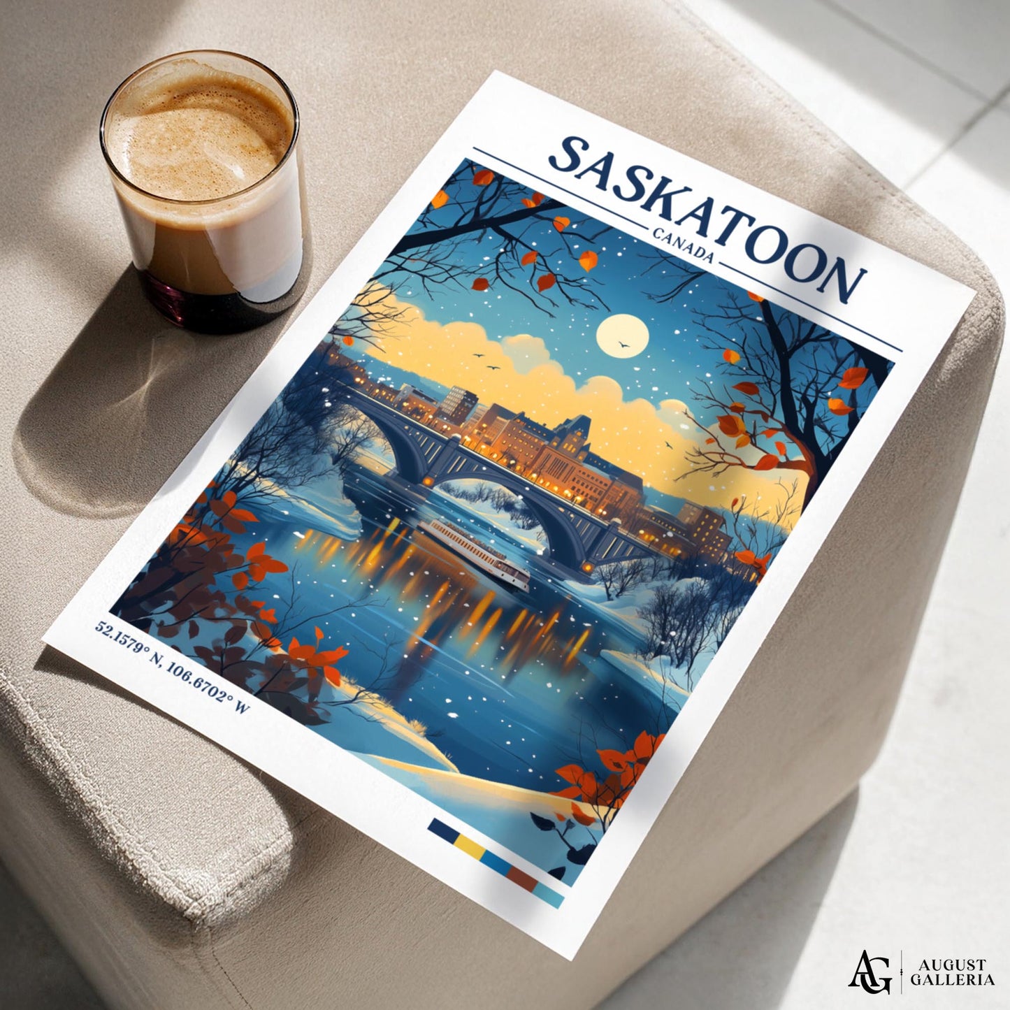Saskatoon Canada Retro Travel Print