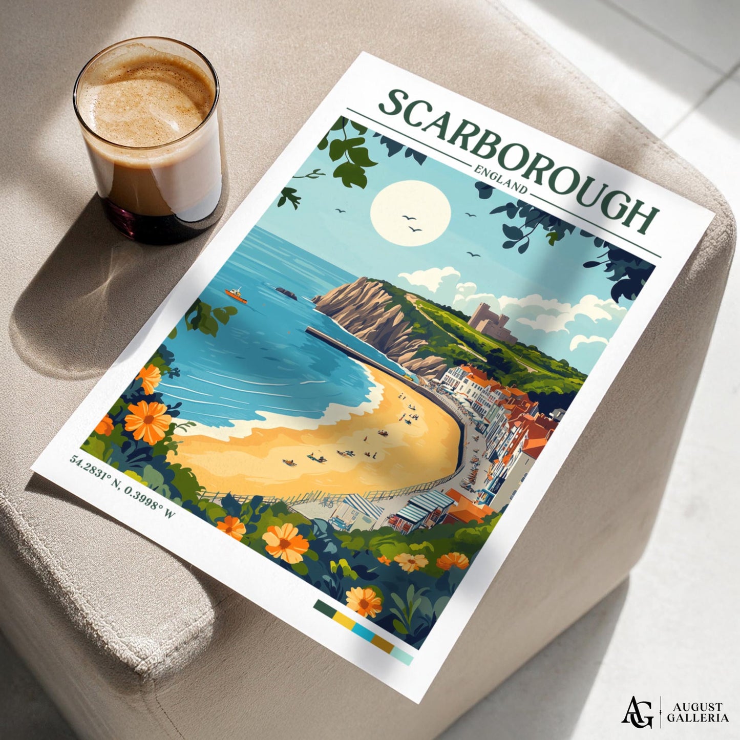 Scarborough England Retro Travel Print