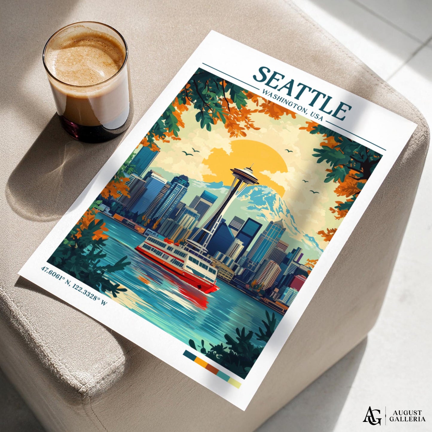 Seattle Washington Retro Travel Print
