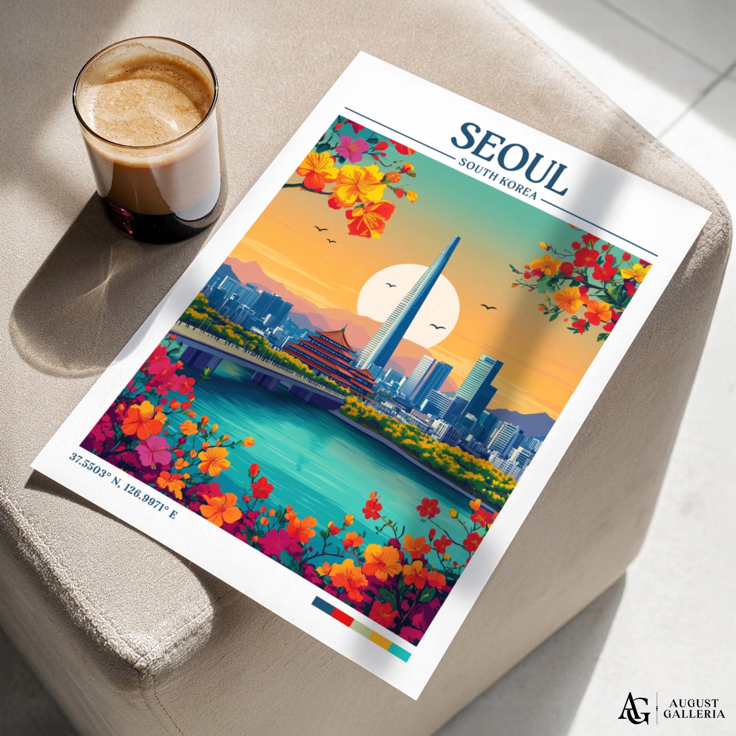 Seoul South Korea Retro Travel Print