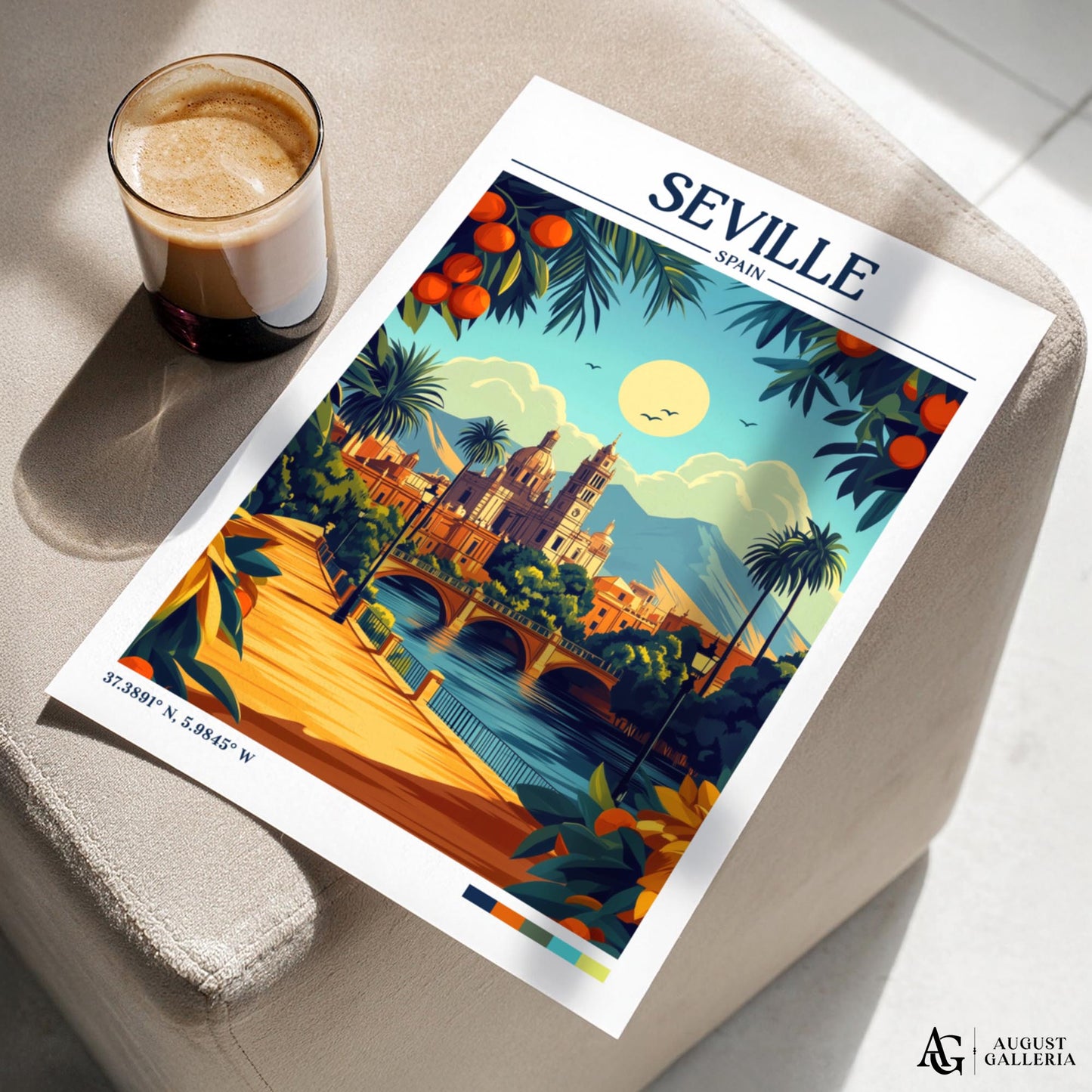 Seville Spain Retro Travel Print