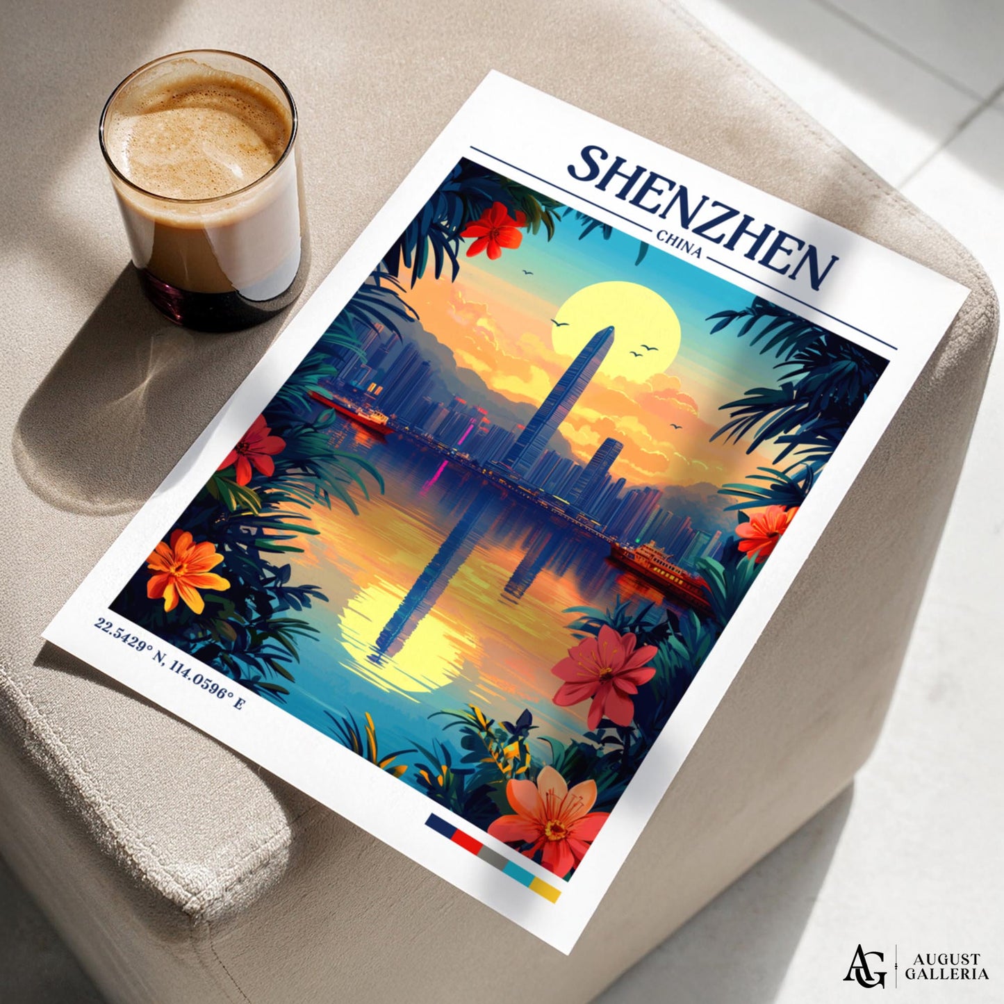 Shenzhen China Retro Travel Print