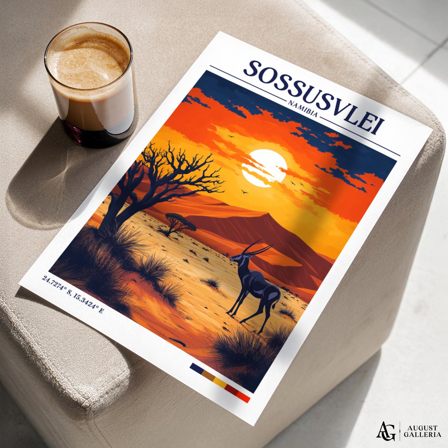 Sossusvlei Namibia Retro Travel Print