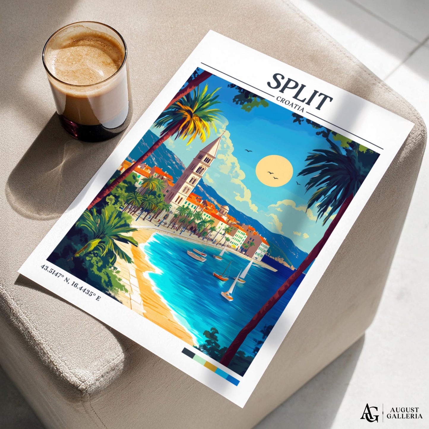 Split Croatia Retro Travel Print