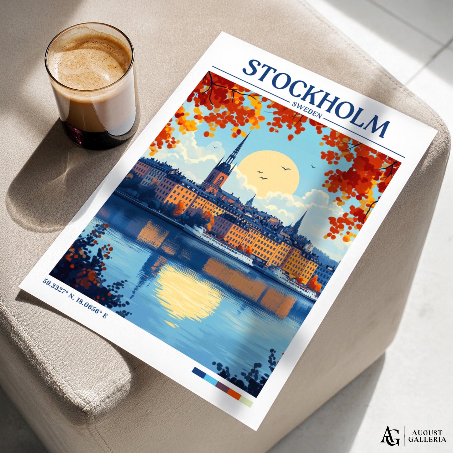 Stockholm Sweden Retro Travel Print