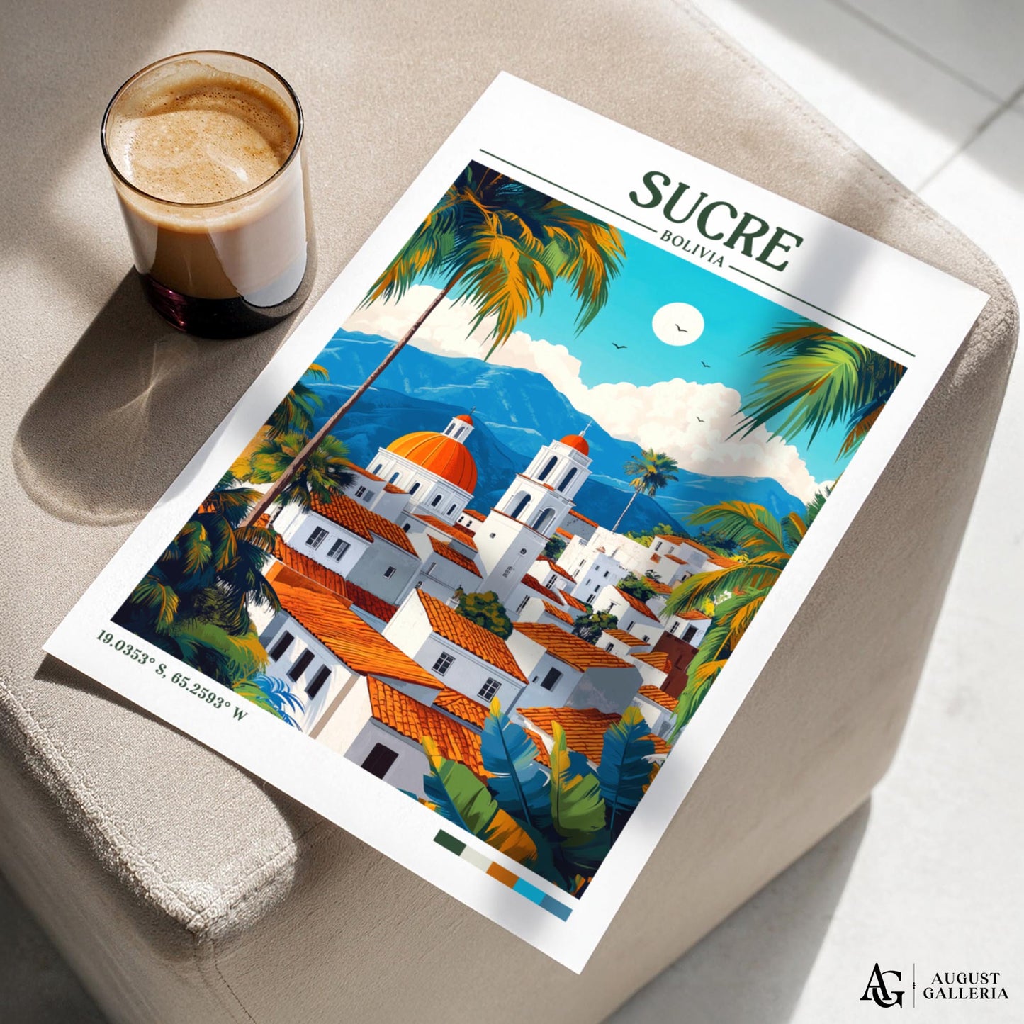Sucre Bolivia Retro Travel Print