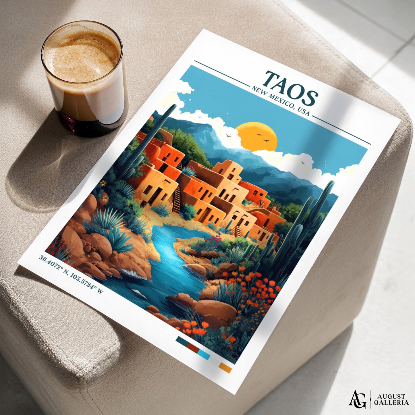 Taos New Mexico Retro Travel Print