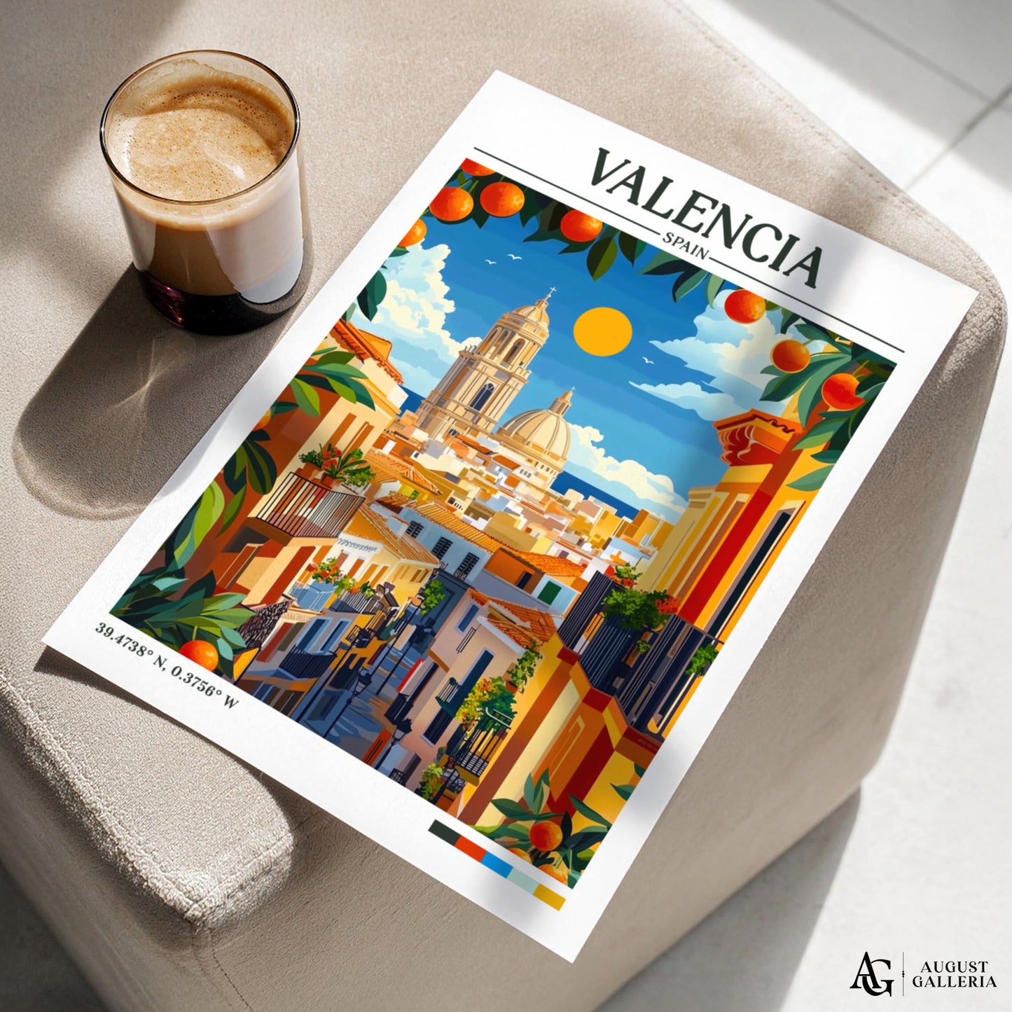 Valencia Spain Retro Travel Print