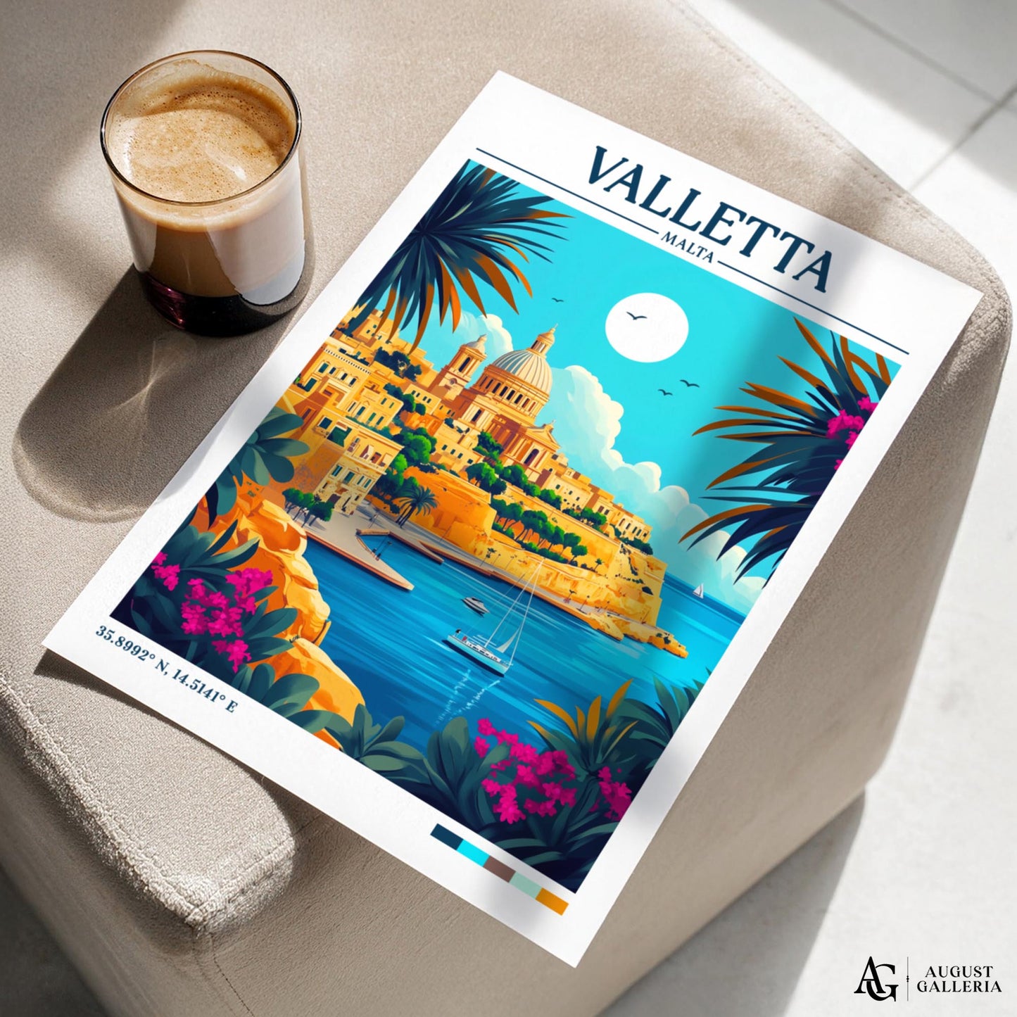 Valletta Malta Retro Travel Print