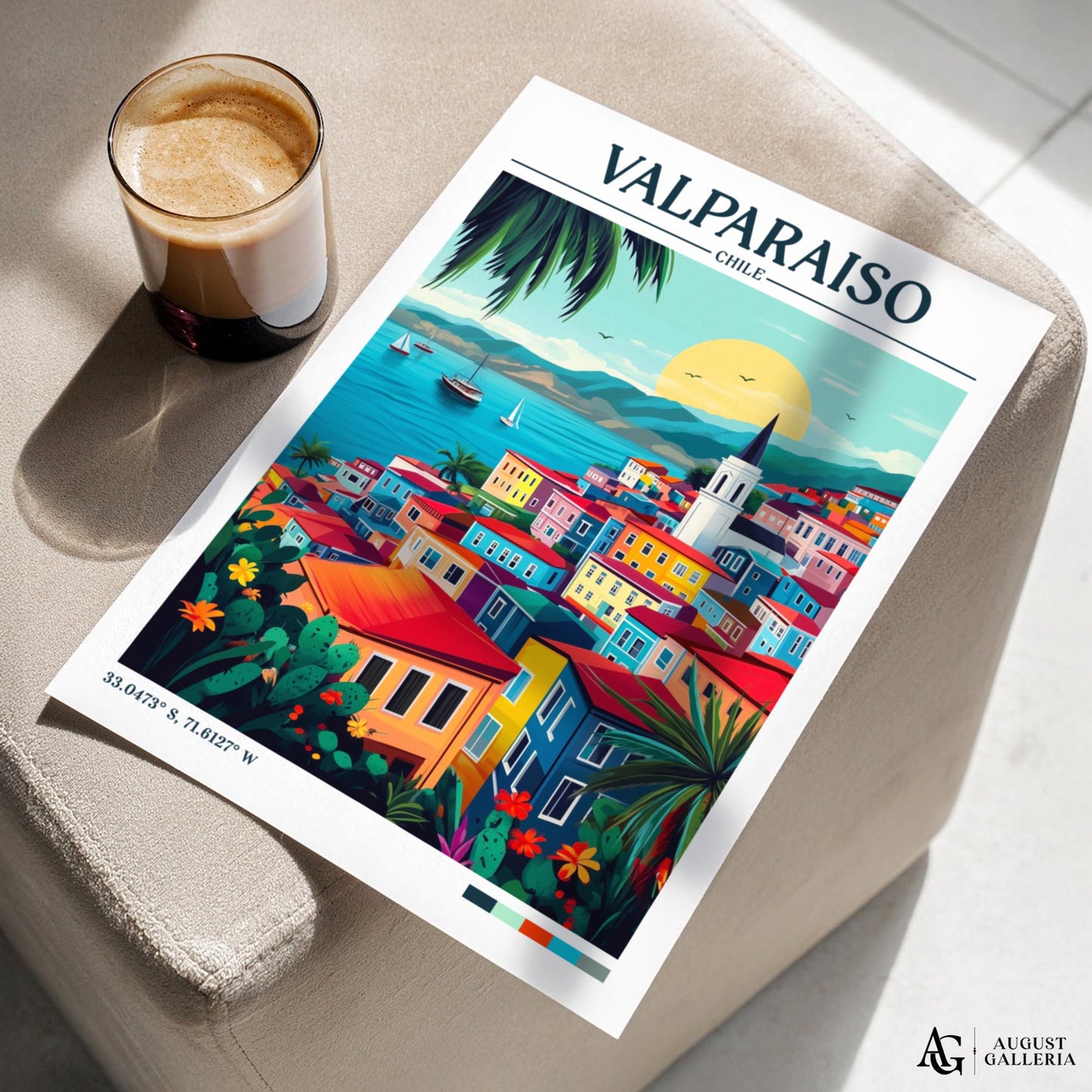 Valparaíso Chile Retro Travel Print