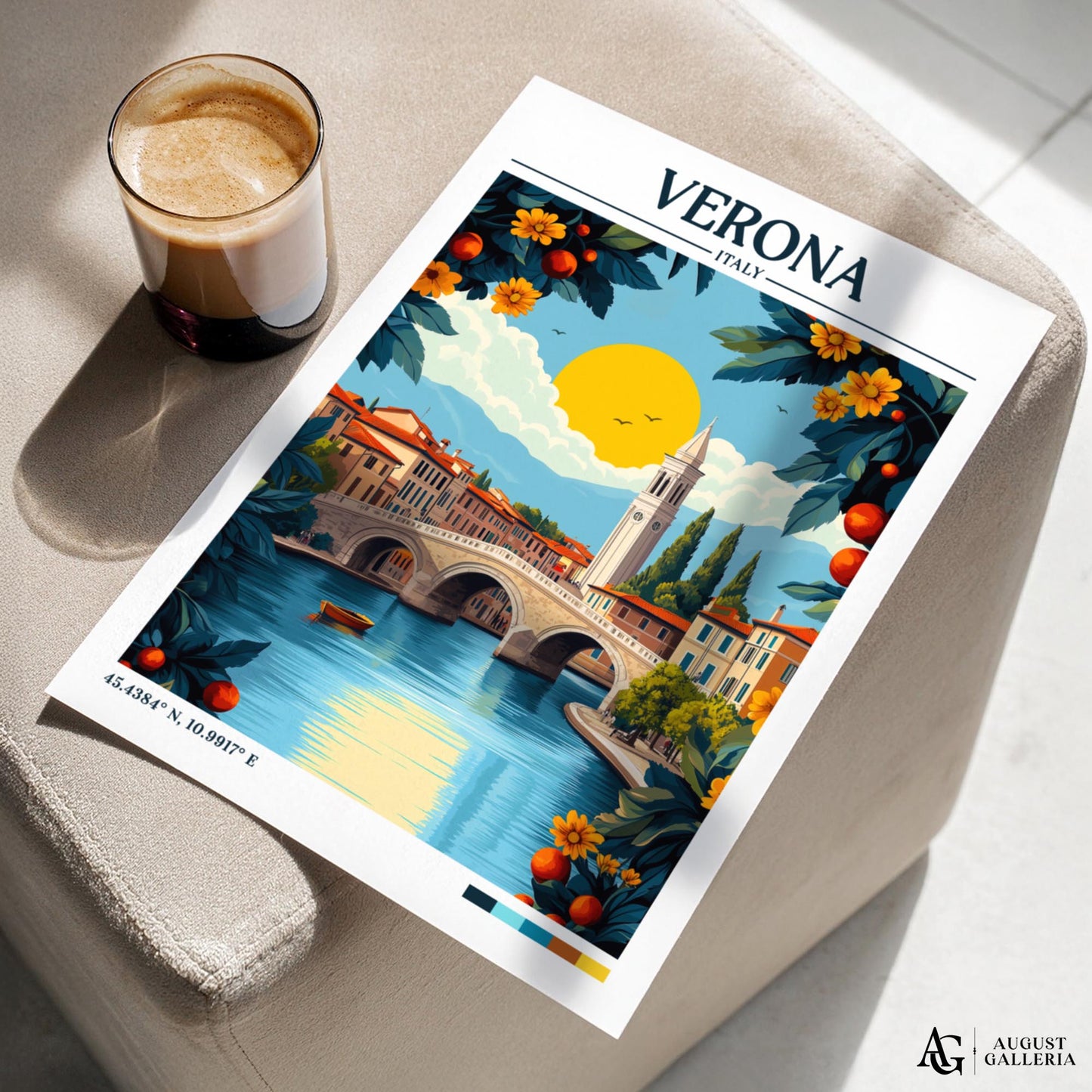 Verona Italy Retro Travel Print