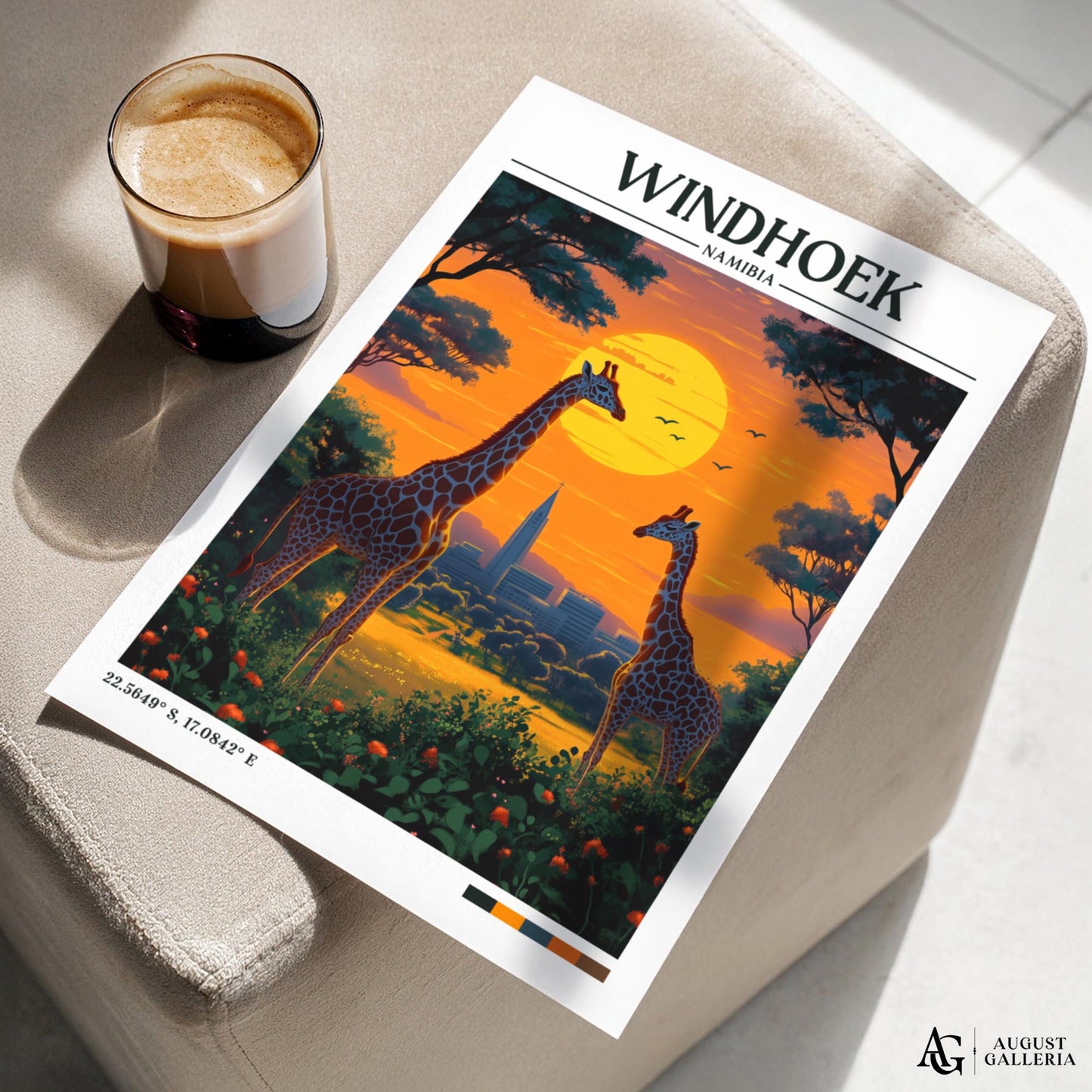 Windhoek Namibia Retro Travel Print