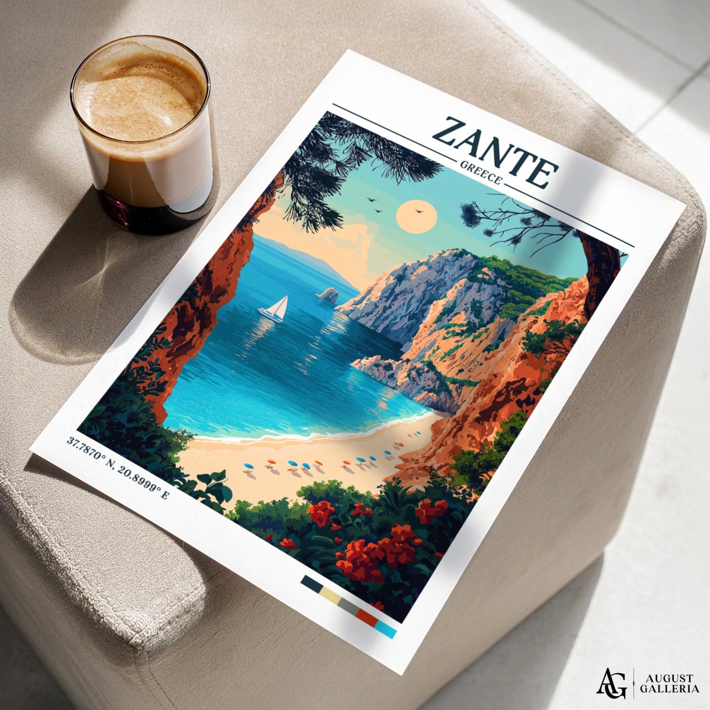 Zante Greece Retro Travel Print