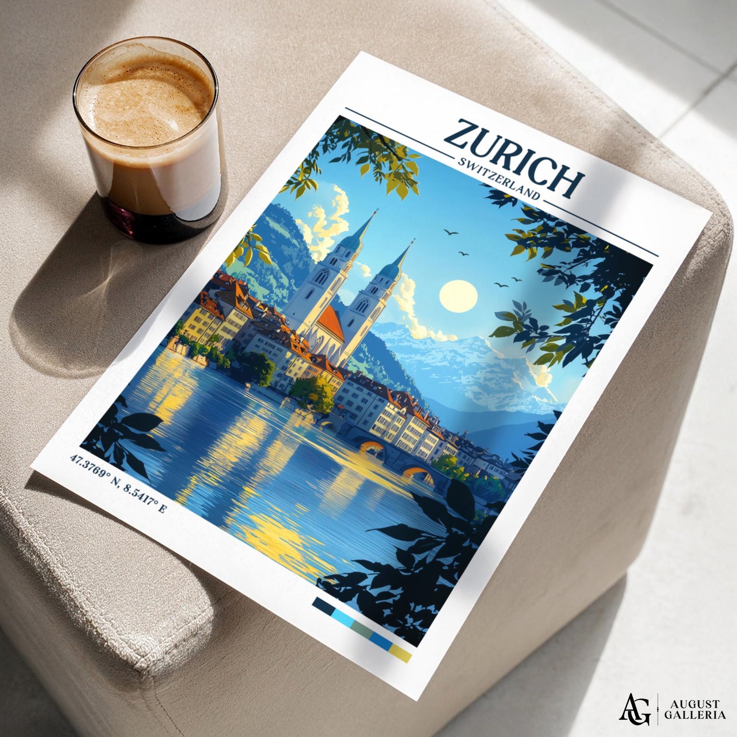 Zurich Switzerland Retro Travel Print