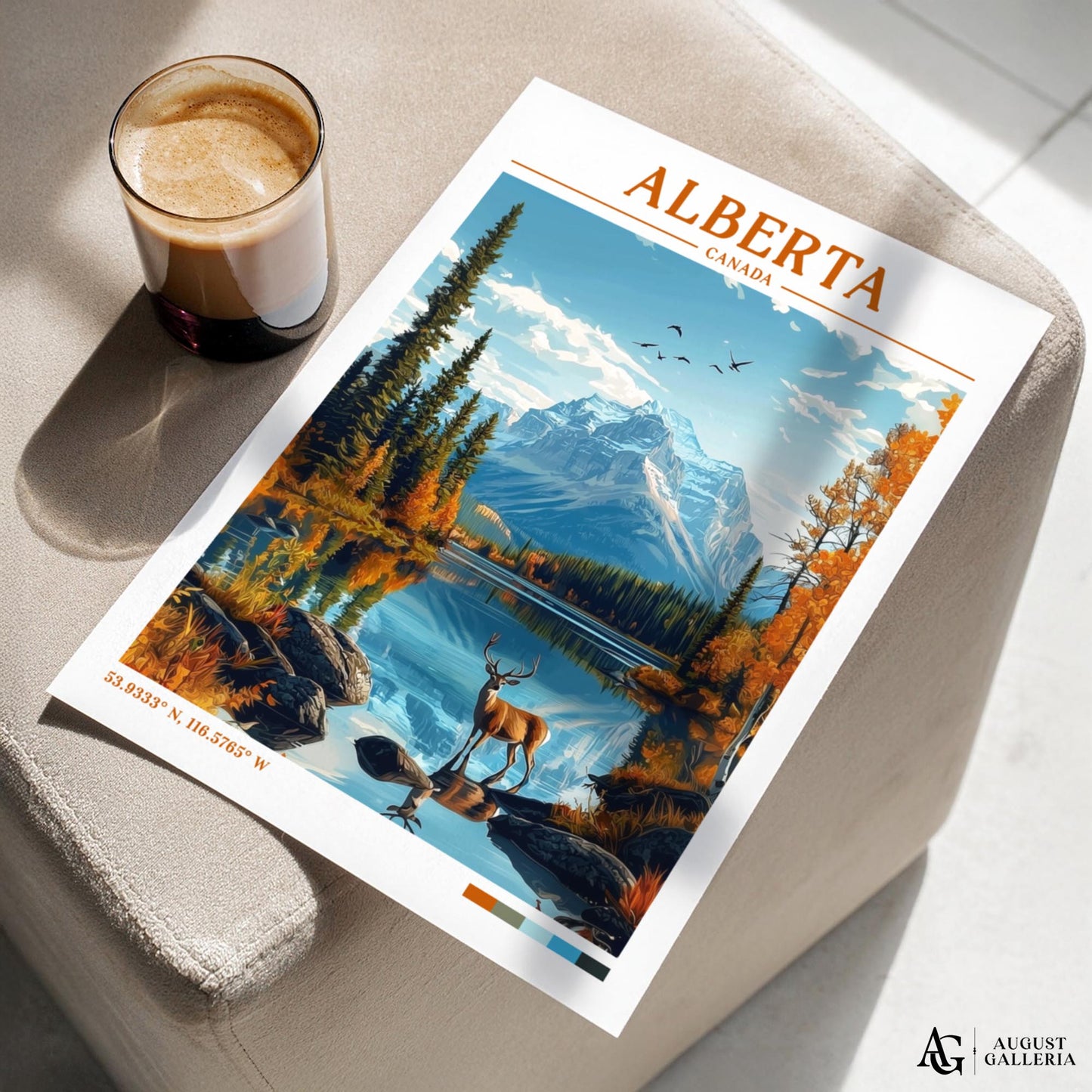 Alberta Canada Retro Travel Print