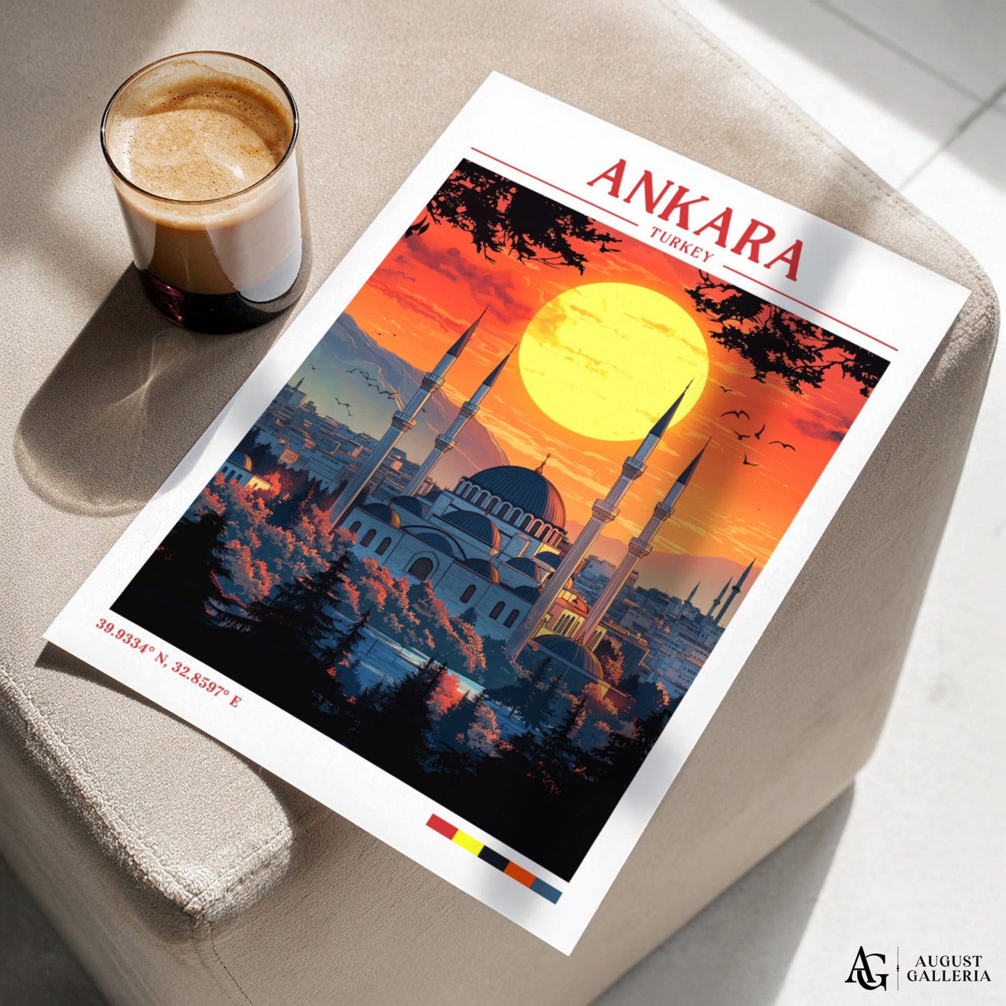 Ankara Turkey Retro Travel Print