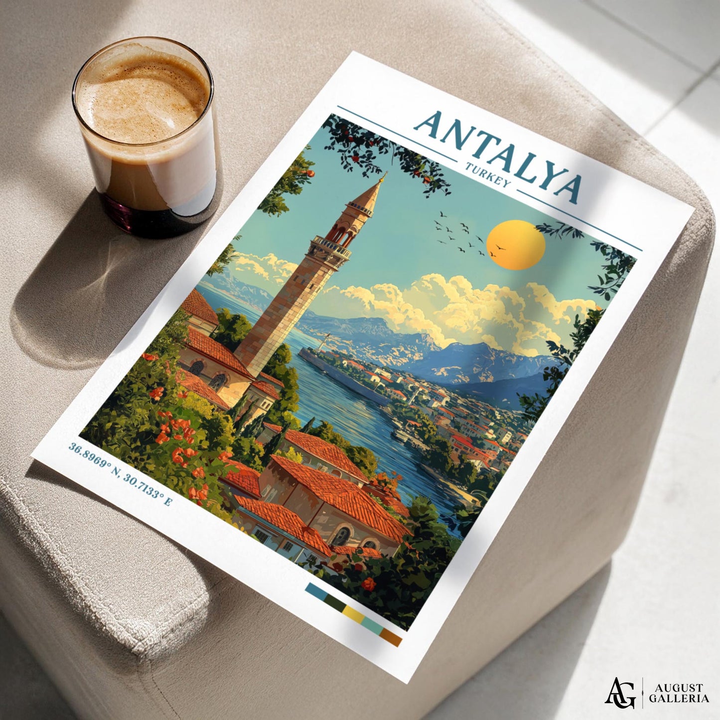 Antalya Turkey Retro Travel Print