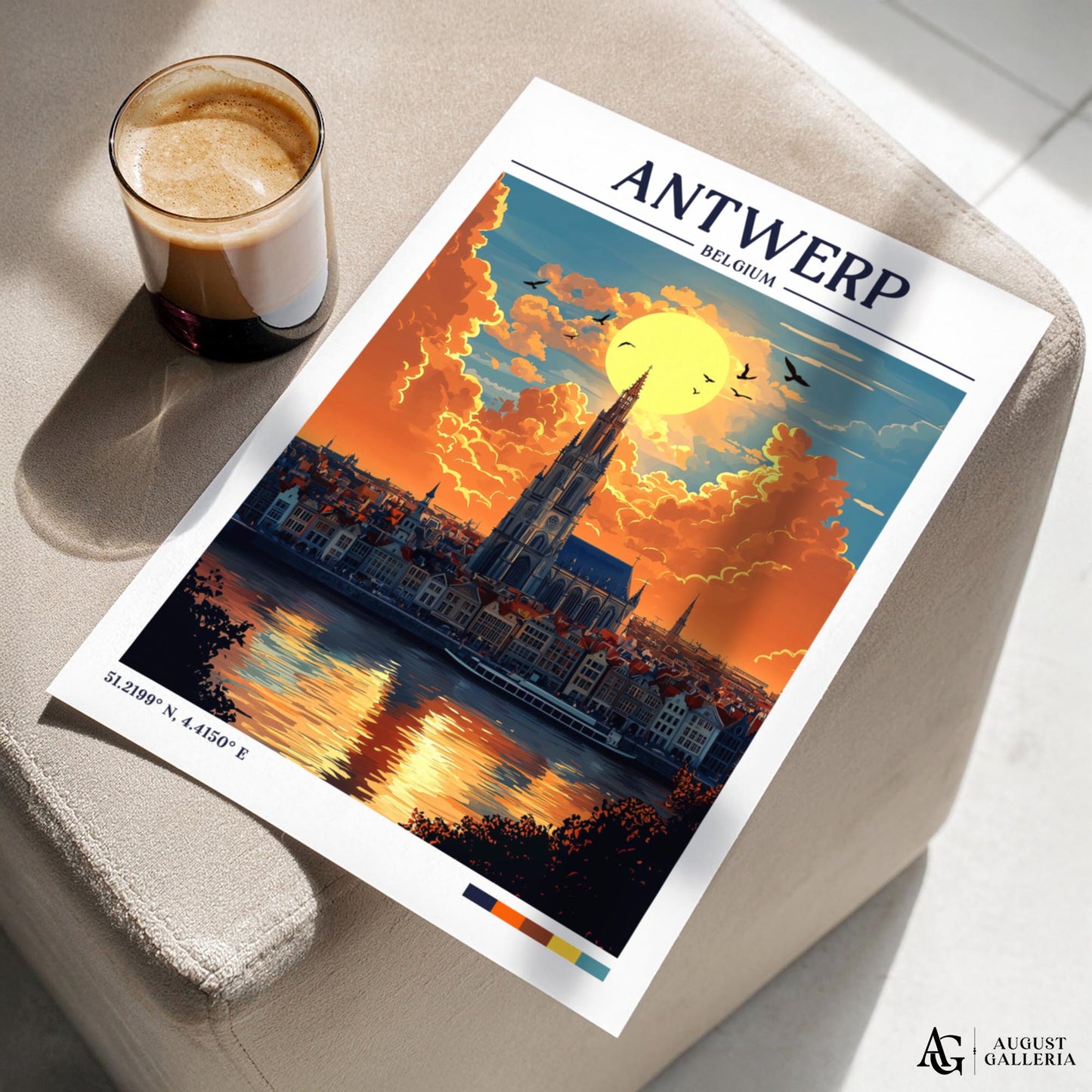 Antwerp Belgium Retro Travel Print
