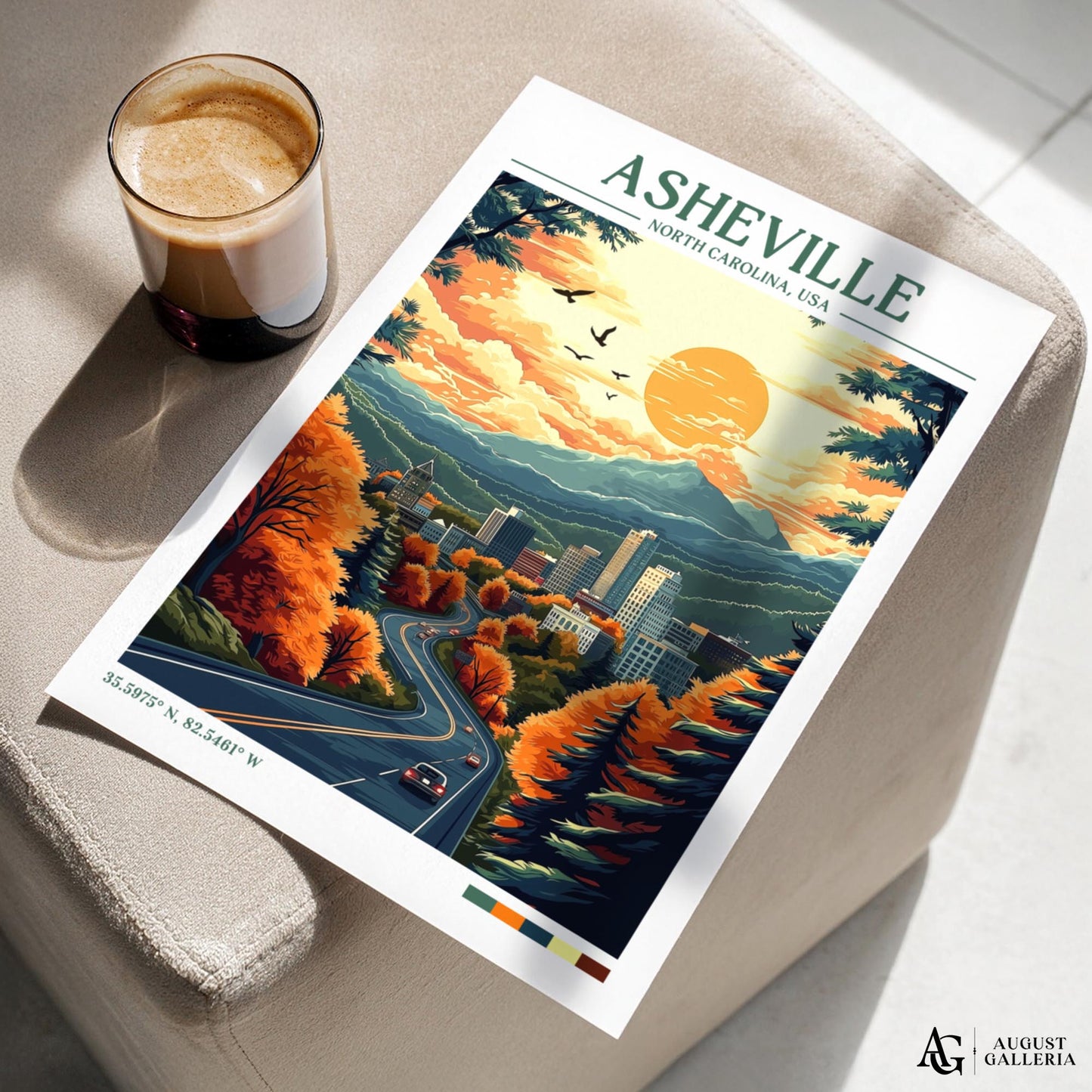 Asheville North Carolina Retro Travel Print
