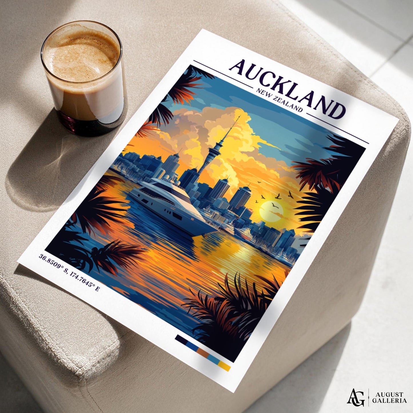 Auckland New Zealand Retro Travel Print