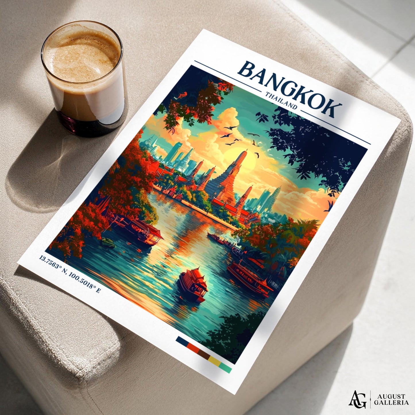 Bangkok Thailand Retro Travel Print