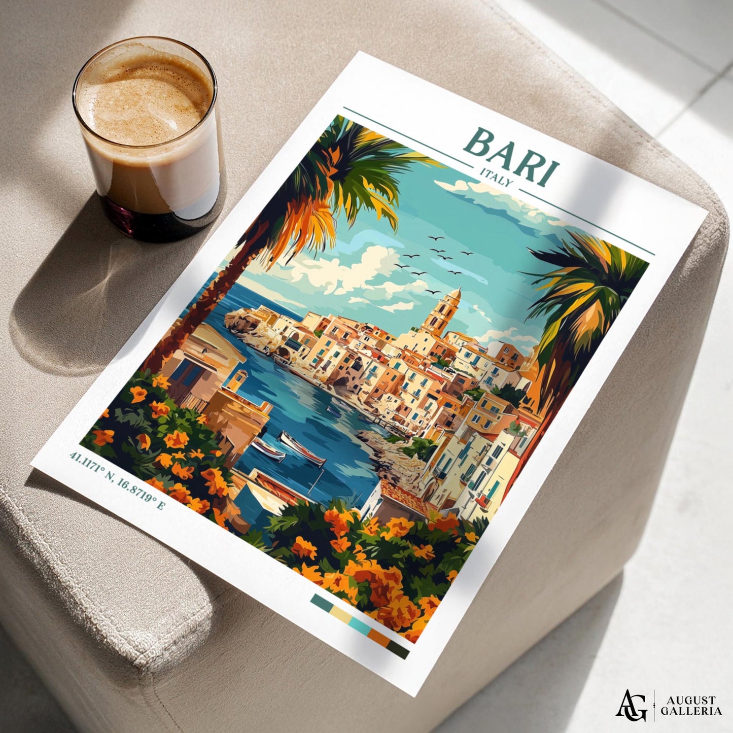Bari Italy Retro Travel Print