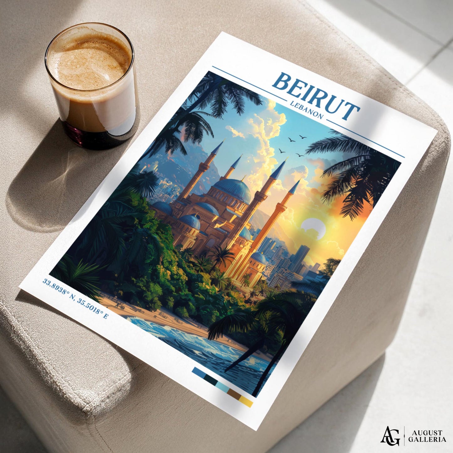 Beirut Lebanon Retro Travel Print
