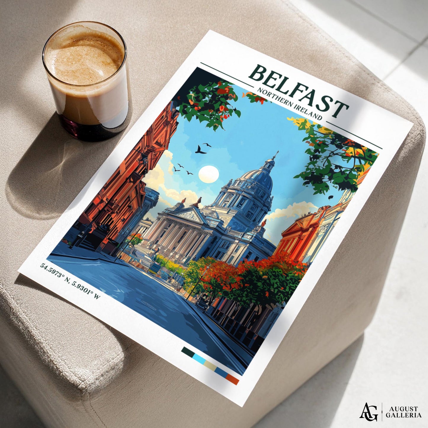 Belfast Northern Ireland Retro Travel Print