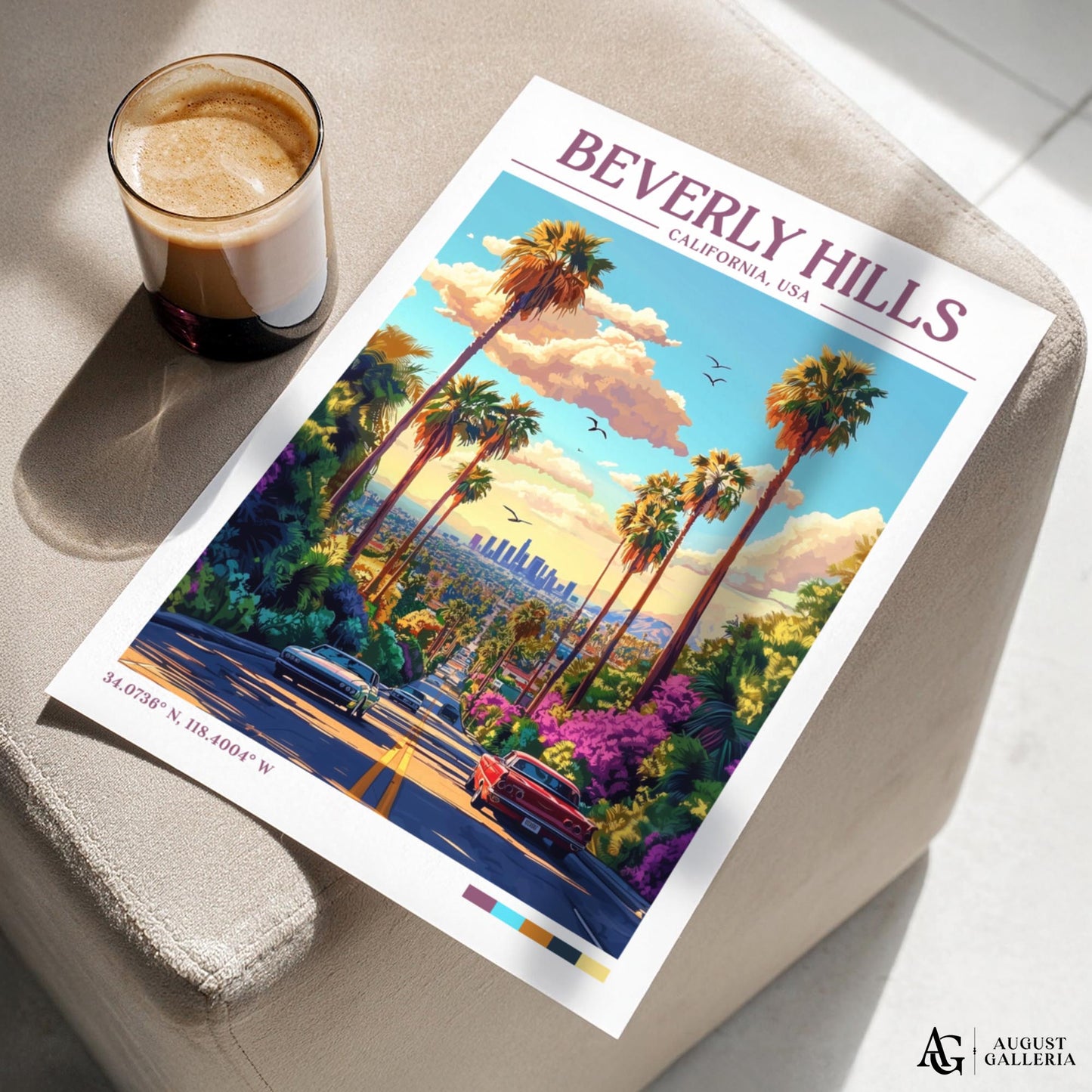 Beverly Hills Retro Travel Print