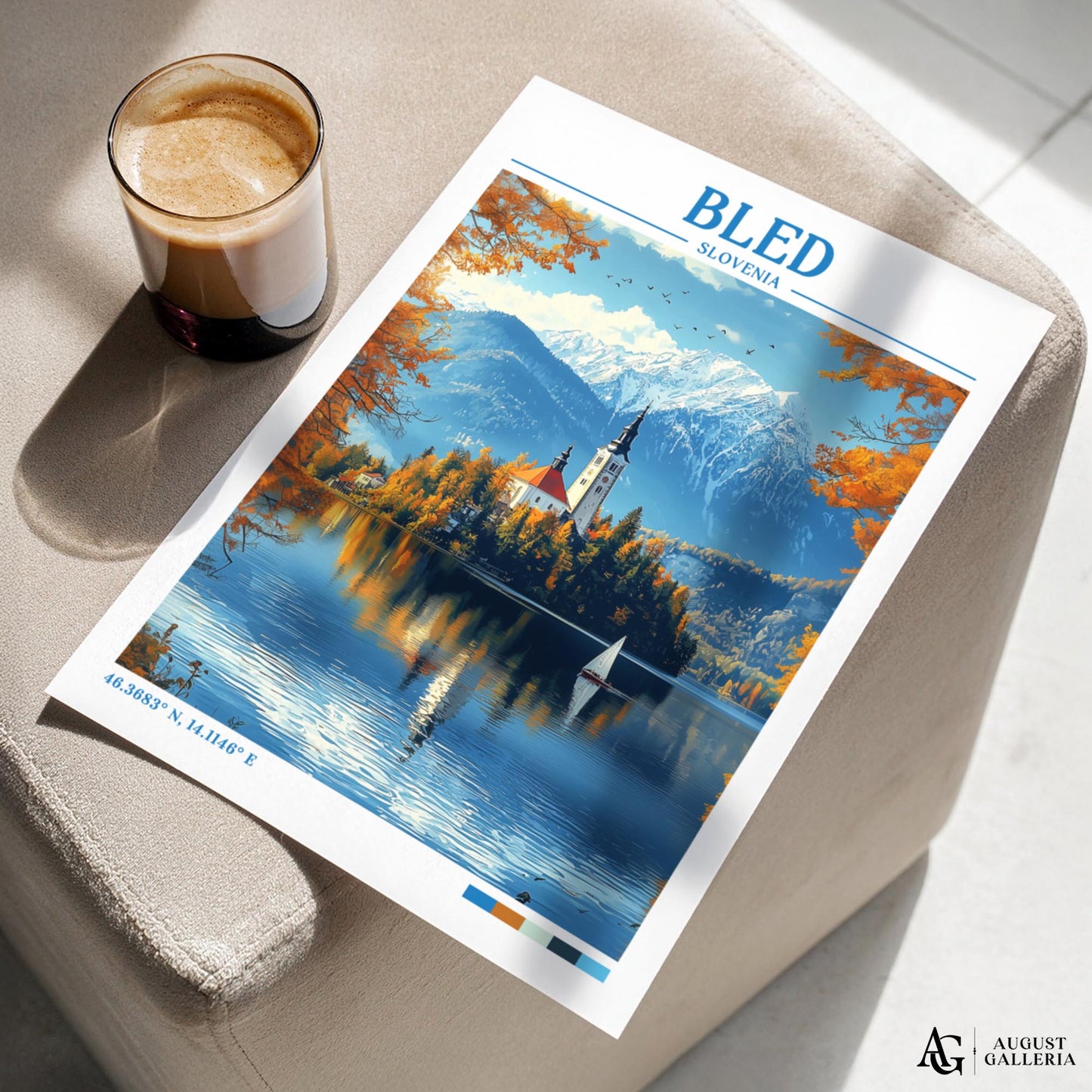 Bled Slovenia Retro Travel Print
