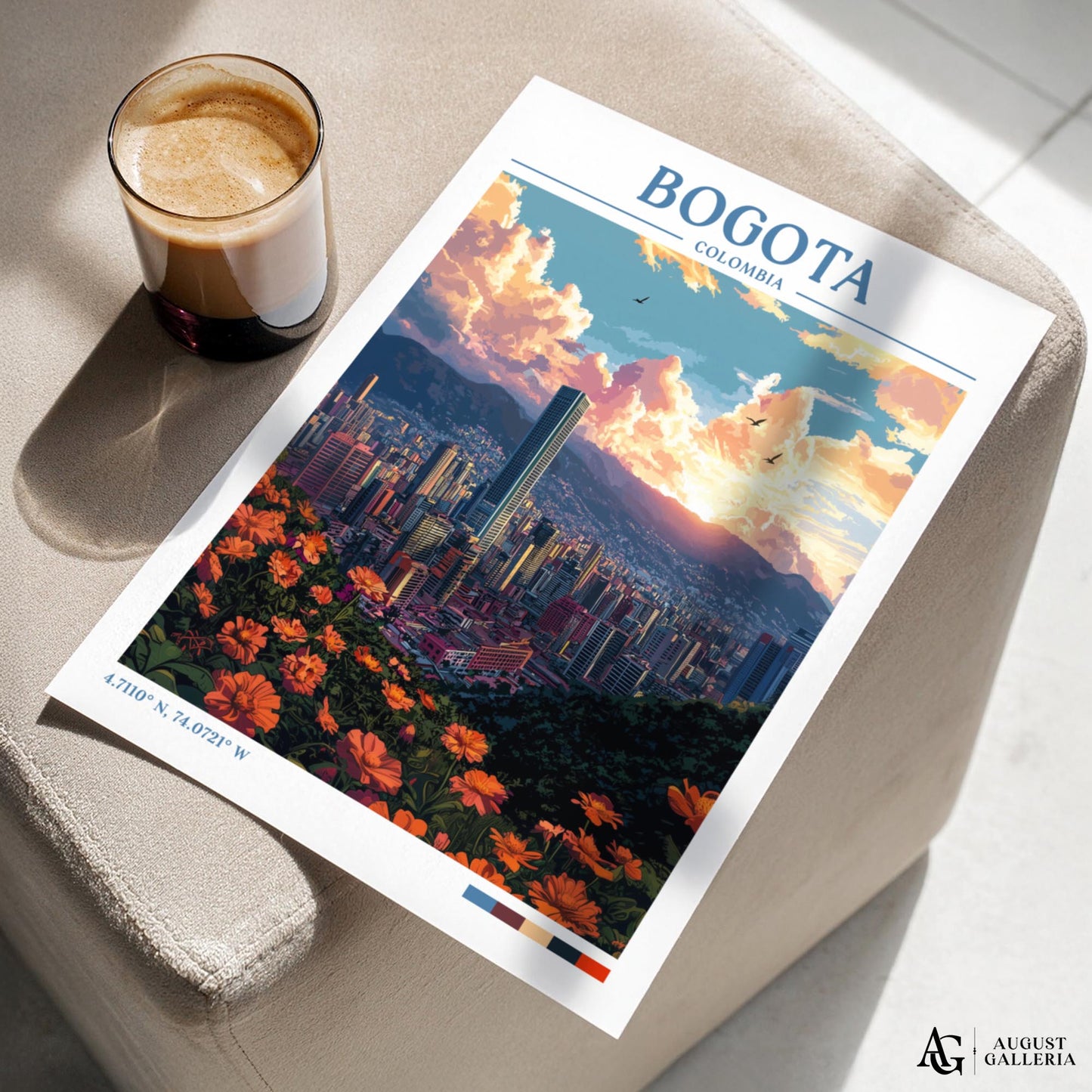 Bogota Colombia Retro Travel Print