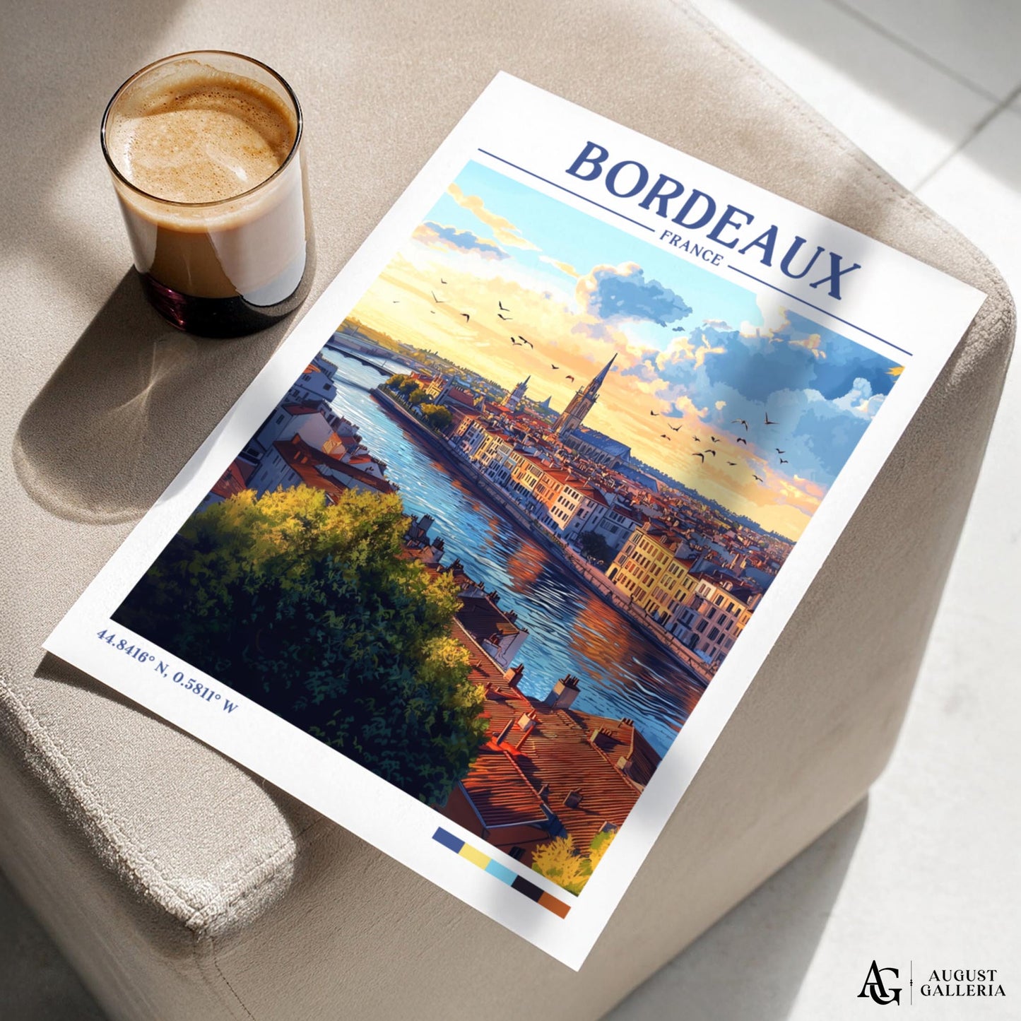 Bordeaux France Retro Travel Print