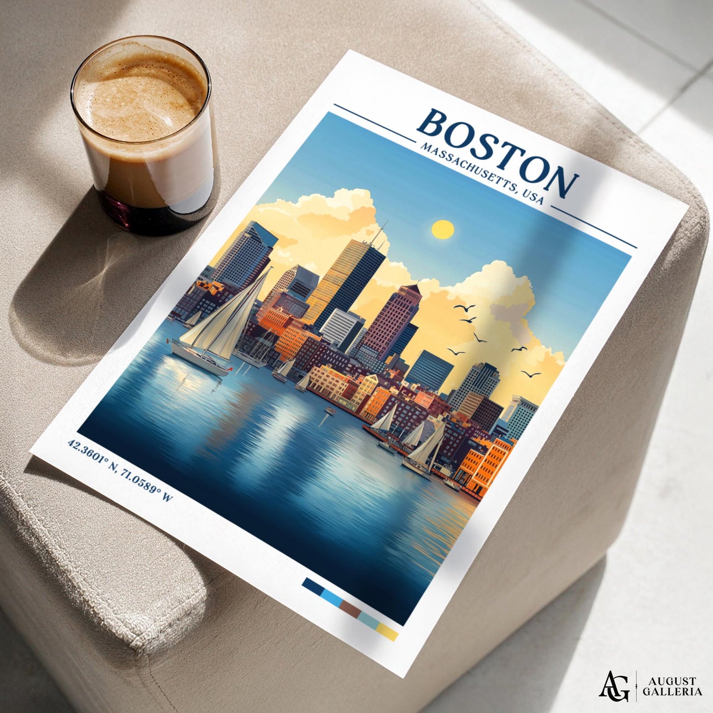 Boston Massachusetts Retro Travel Print