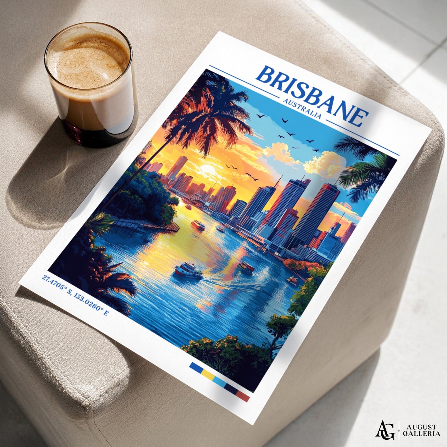 Brisbane Australia Retro Travel Print