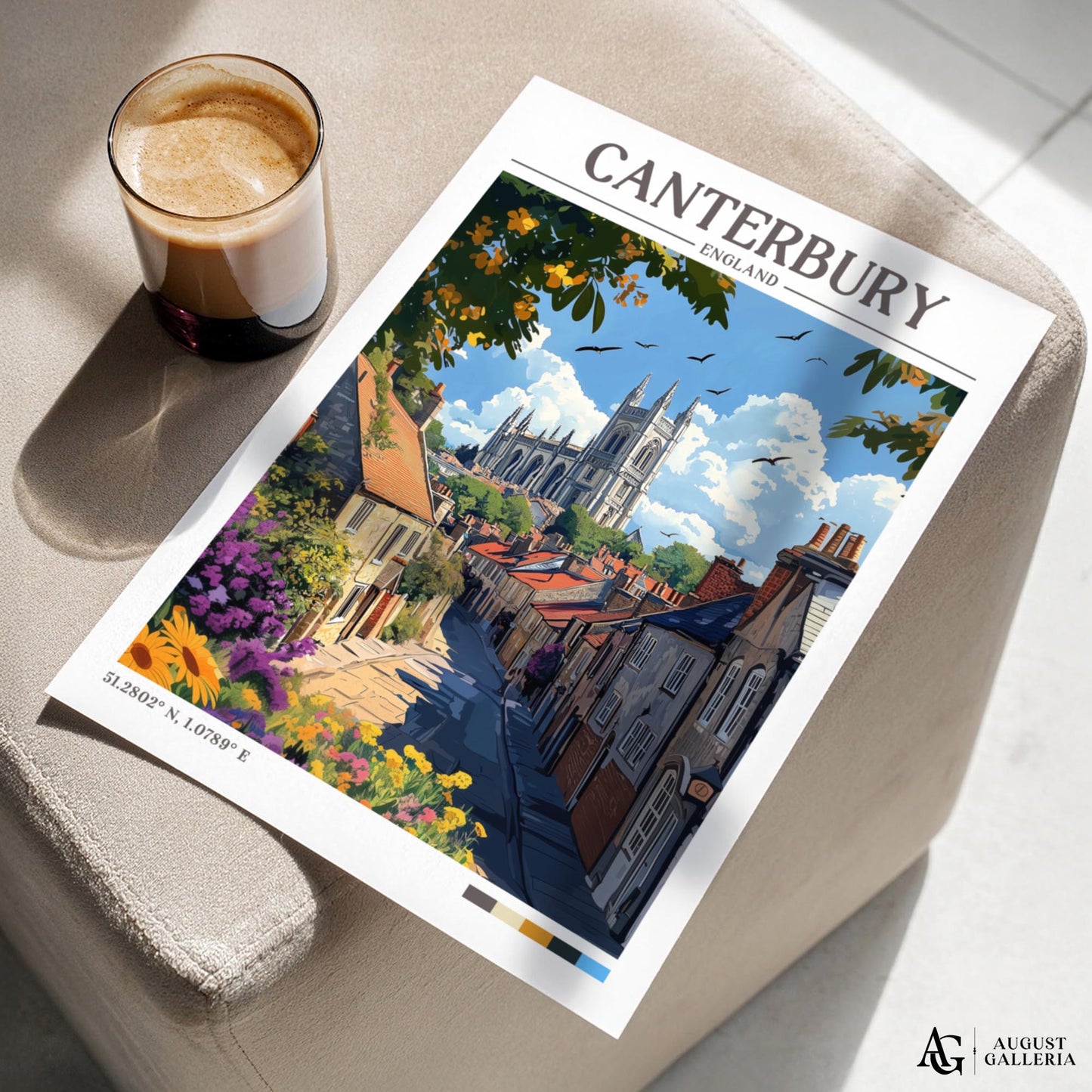 Canterbury England Retro Travel Print
