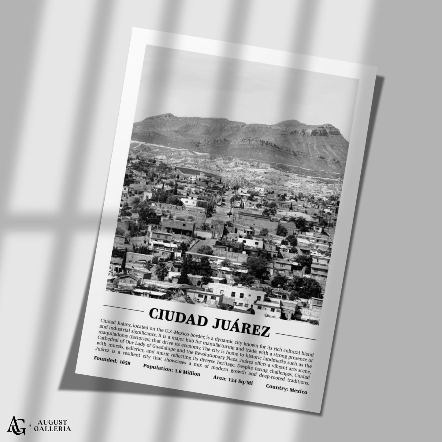 Ciudad Juarez Black & White City Print