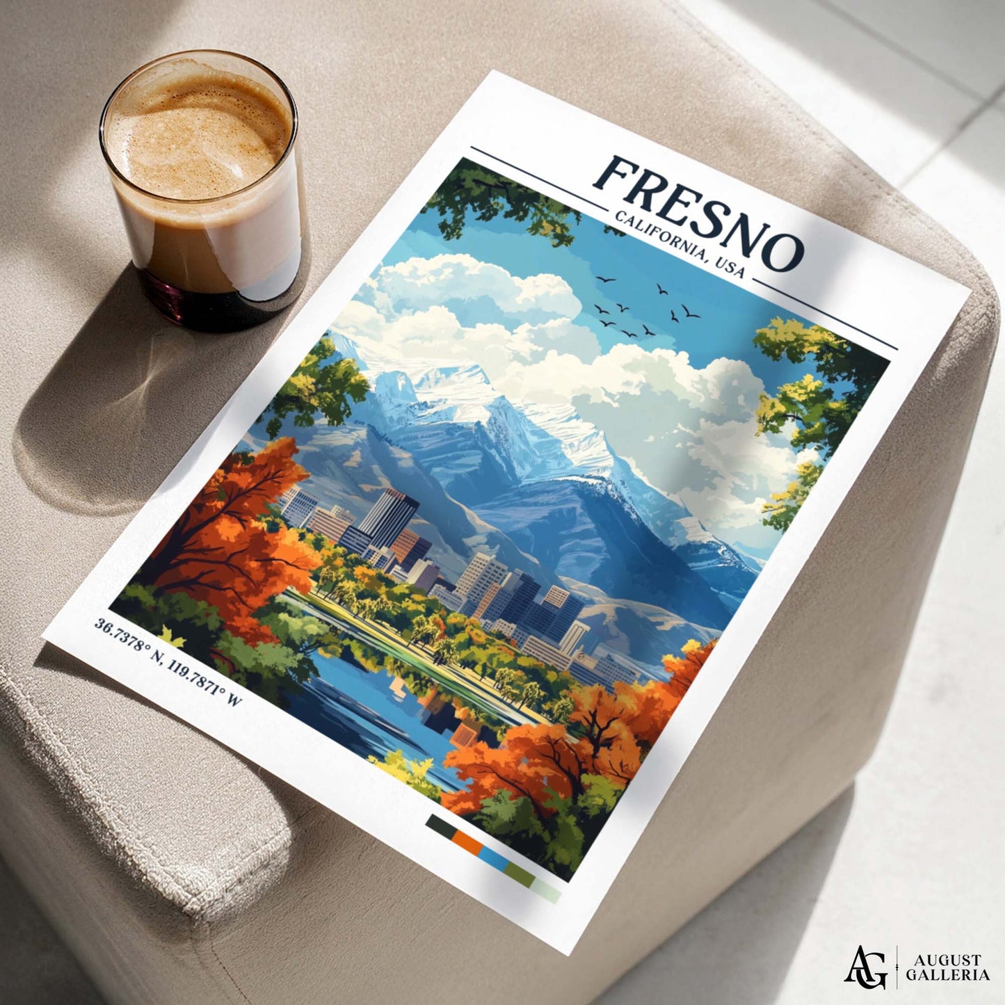 Fresno California Retro Travel Print