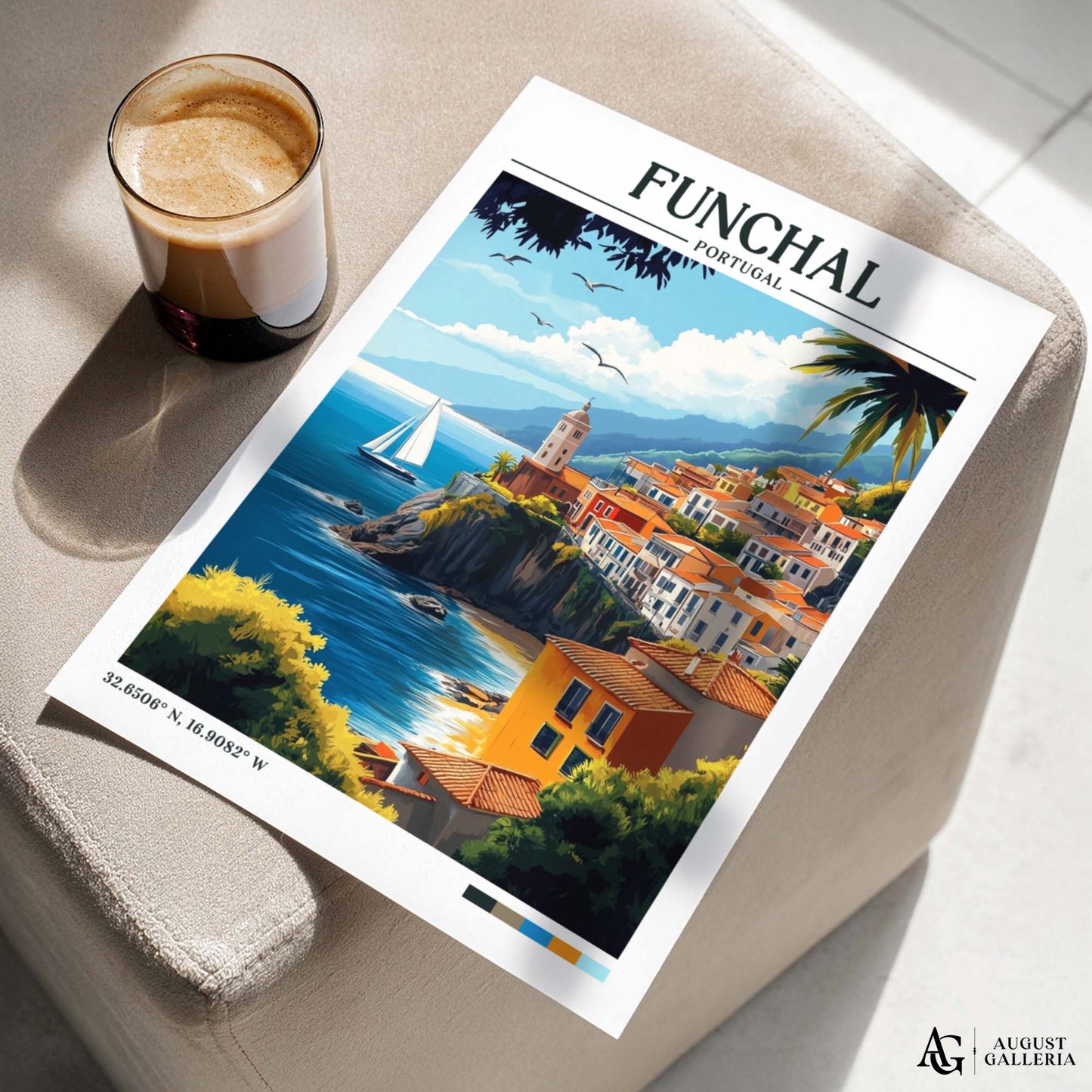 Funchal Portugal Retro Travel Print