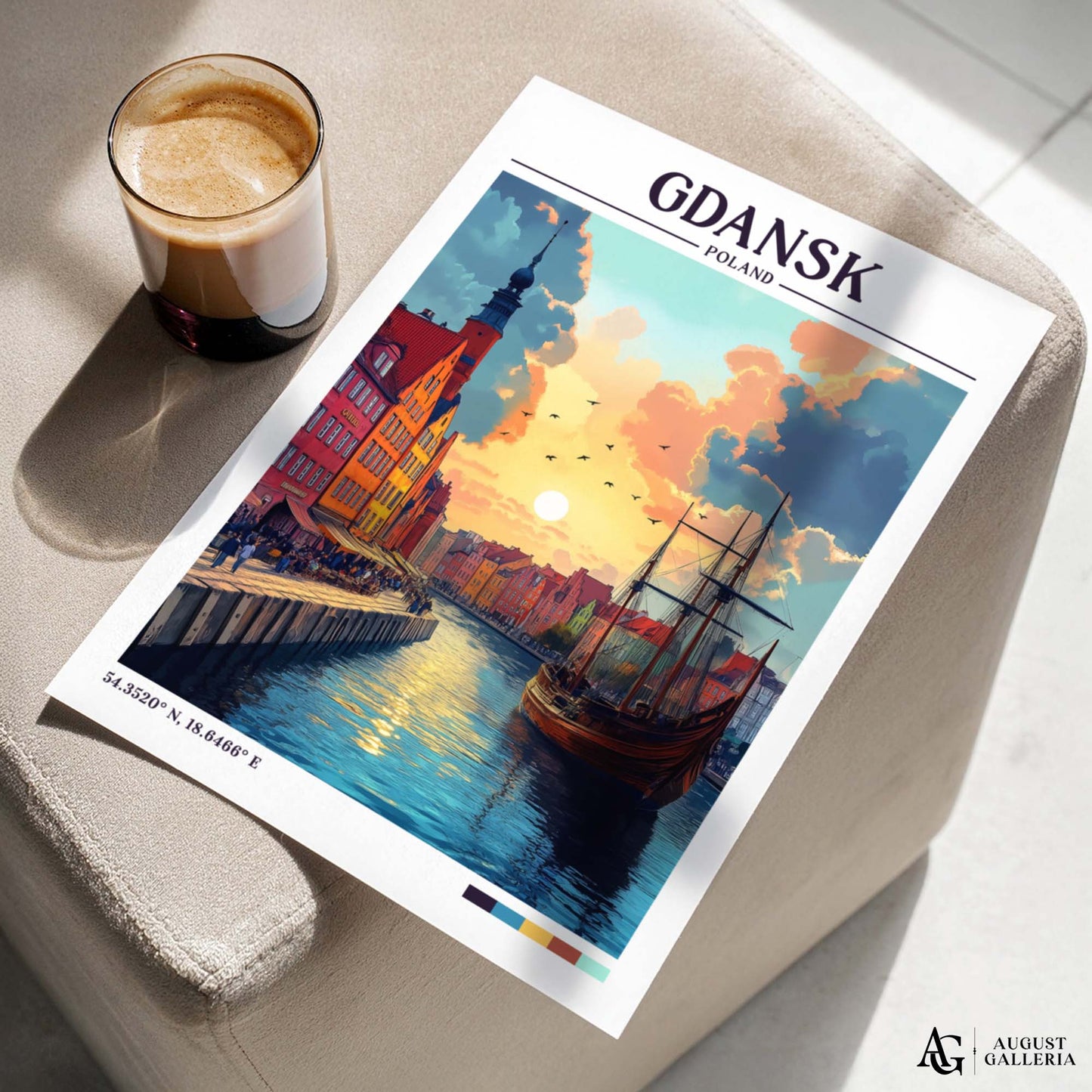 Gdańsk Poland Retro Travel Print