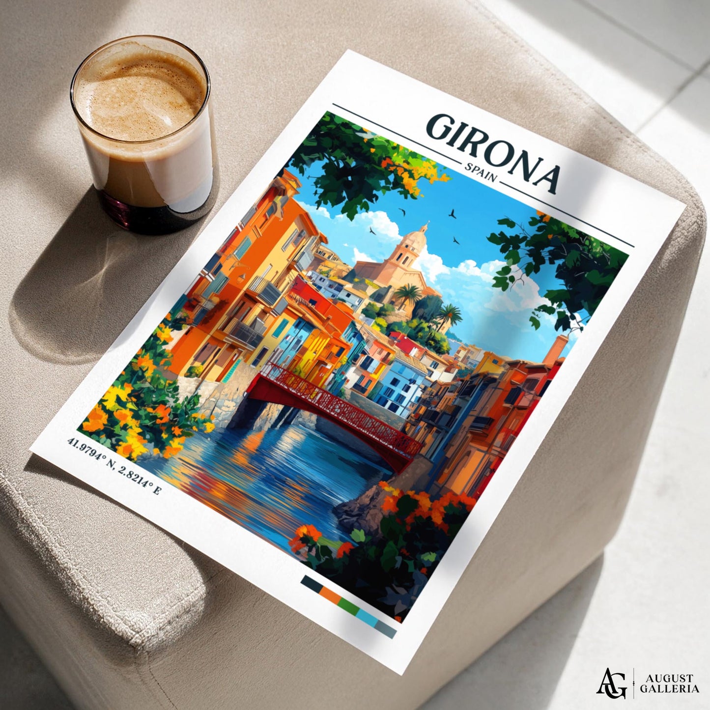 Girona Spain Retro Travel Print