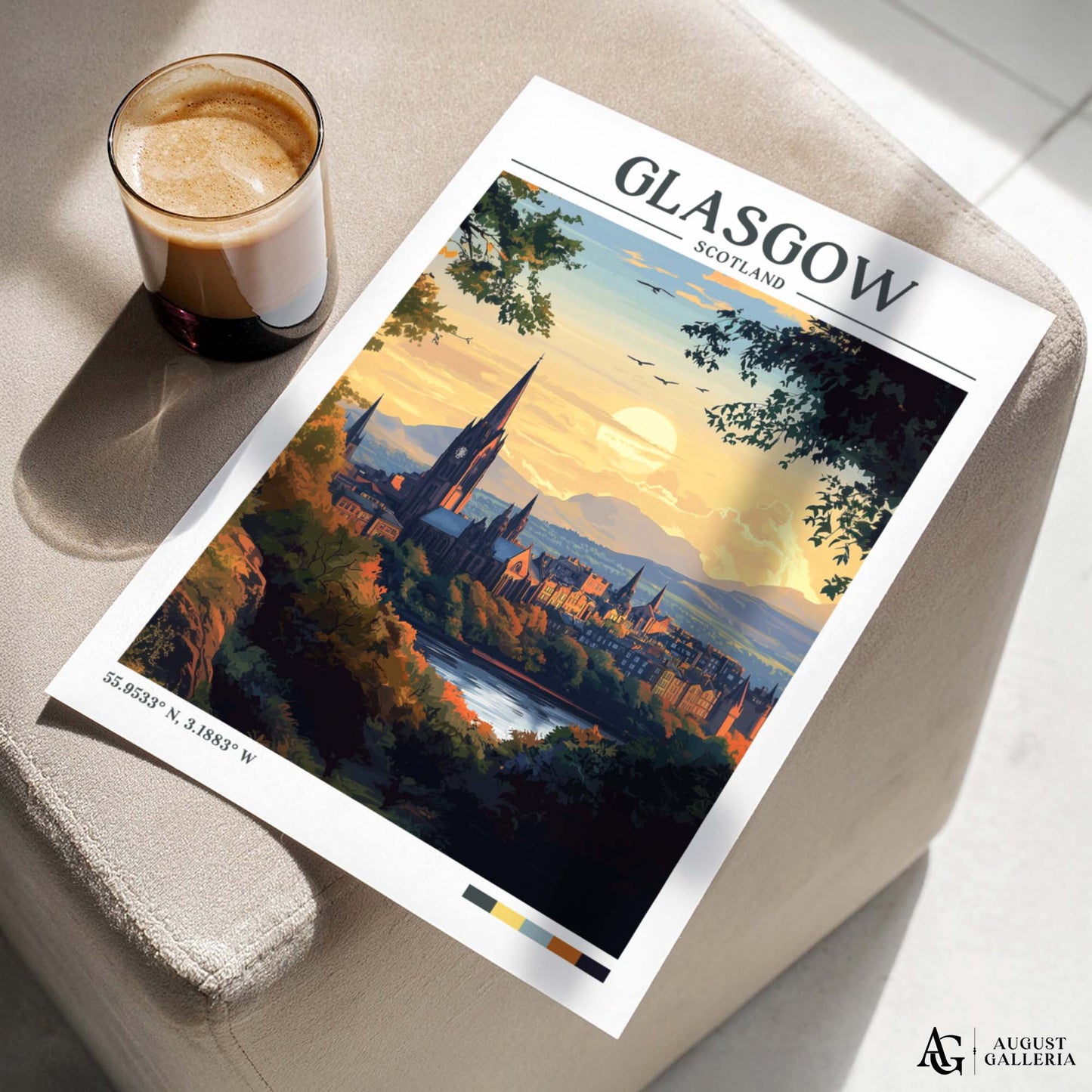 Glasgow Scotland Retro Travel Print