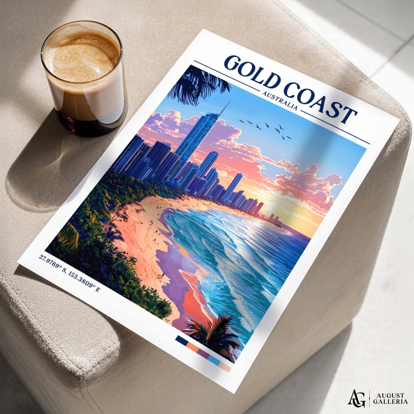 Gold Coast Australia Retro Travel Print