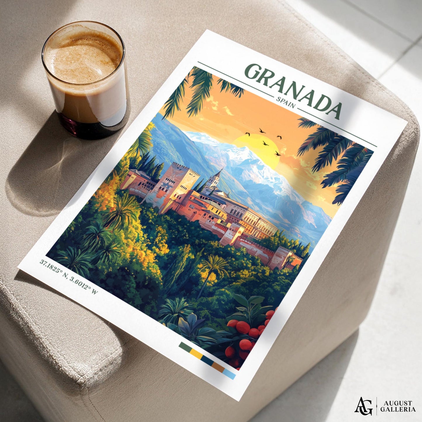 Granada Spain Retro Travel Print