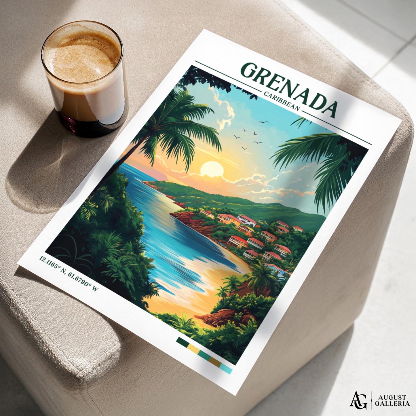 Grenada Caribbean Retro Travel Print