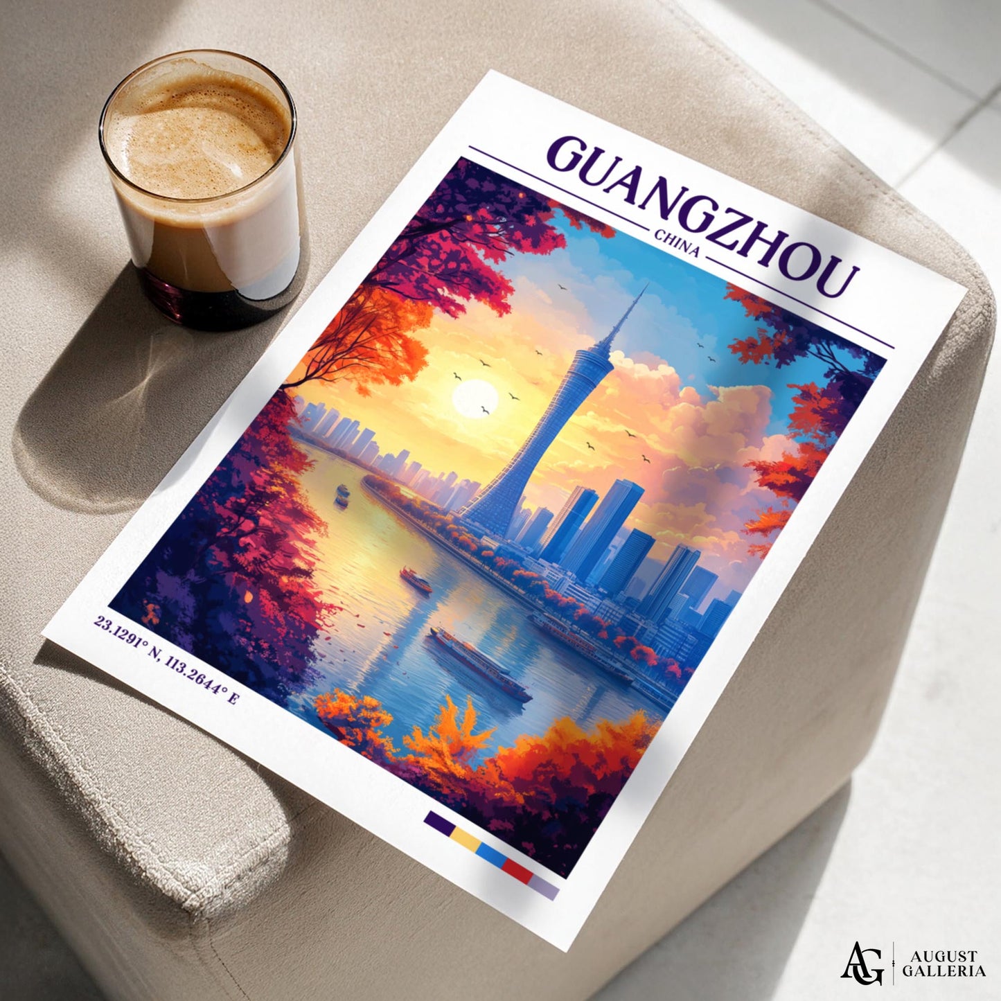 Guangzhou China Retro Travel Print