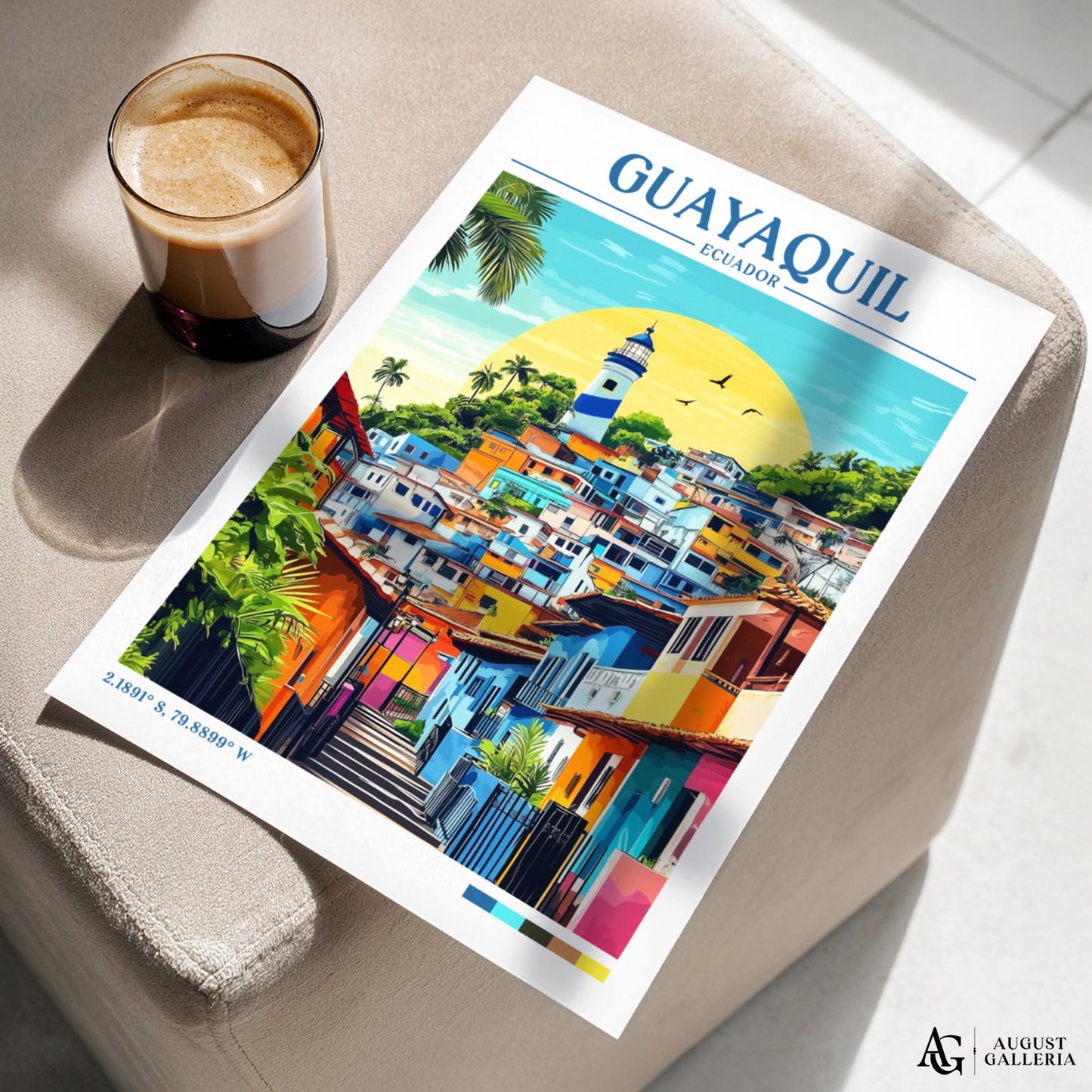 Guayaquil Ecuador Retro Travel Print