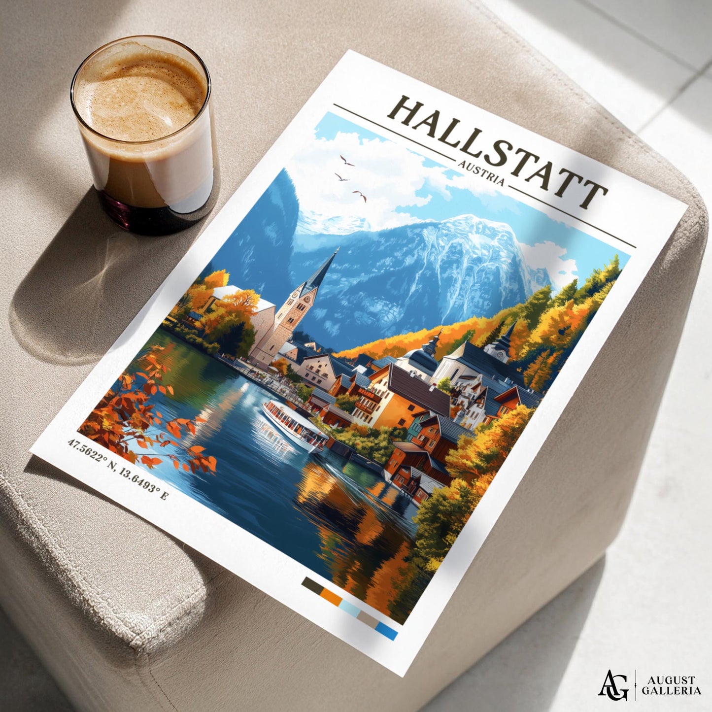 Hallstatt Austria Retro Travel Print